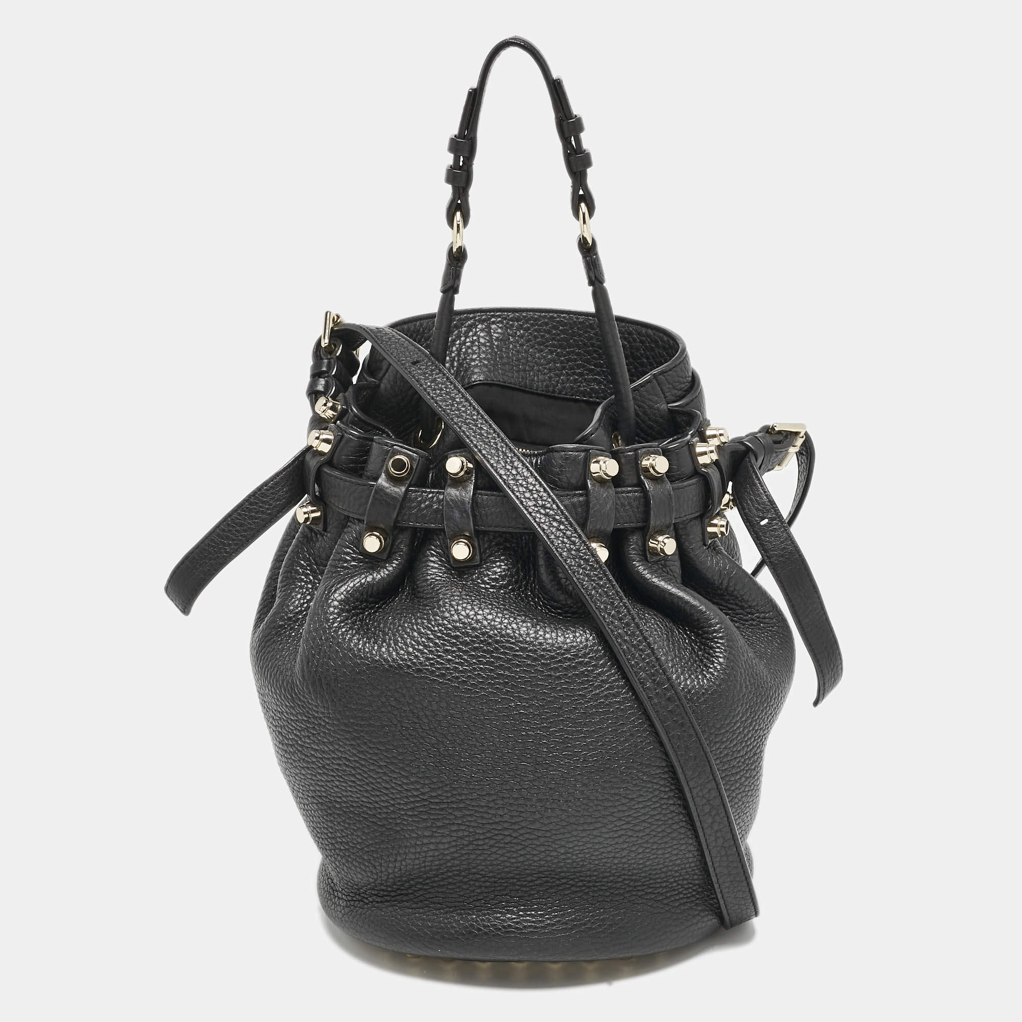 Pre Owned Alexander Wang Black Pebbled Leather Diego Bucket Bag