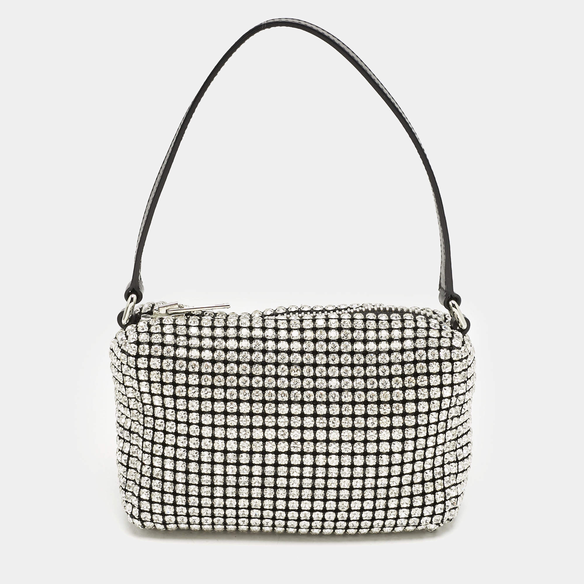 Alexander Wang Black Crystals and Leather Heiress Pochette Bag