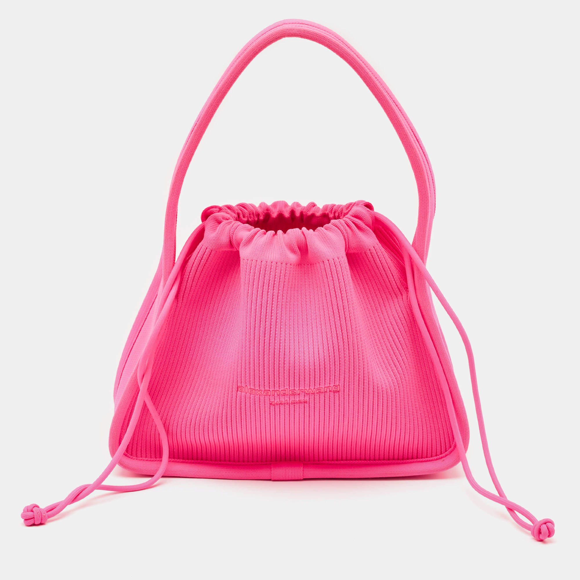 Alexander Wang Neon Pink Fabric Ryan Drawstring Bag