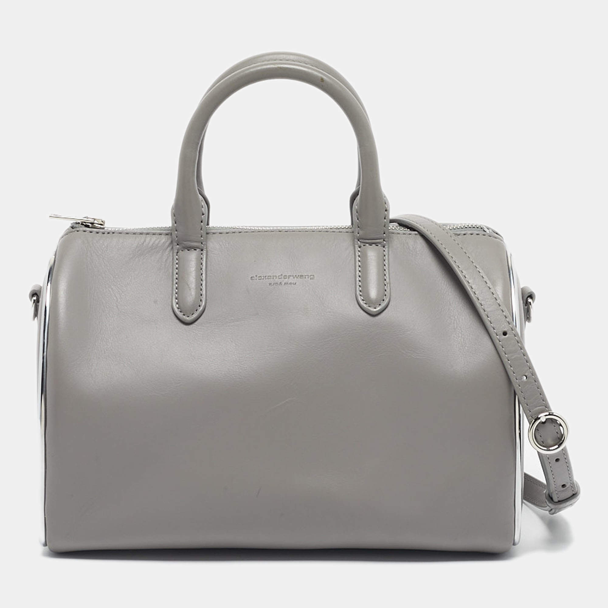 Pre Owned Alexander Wang Grey Leather Small Halo Satchel
