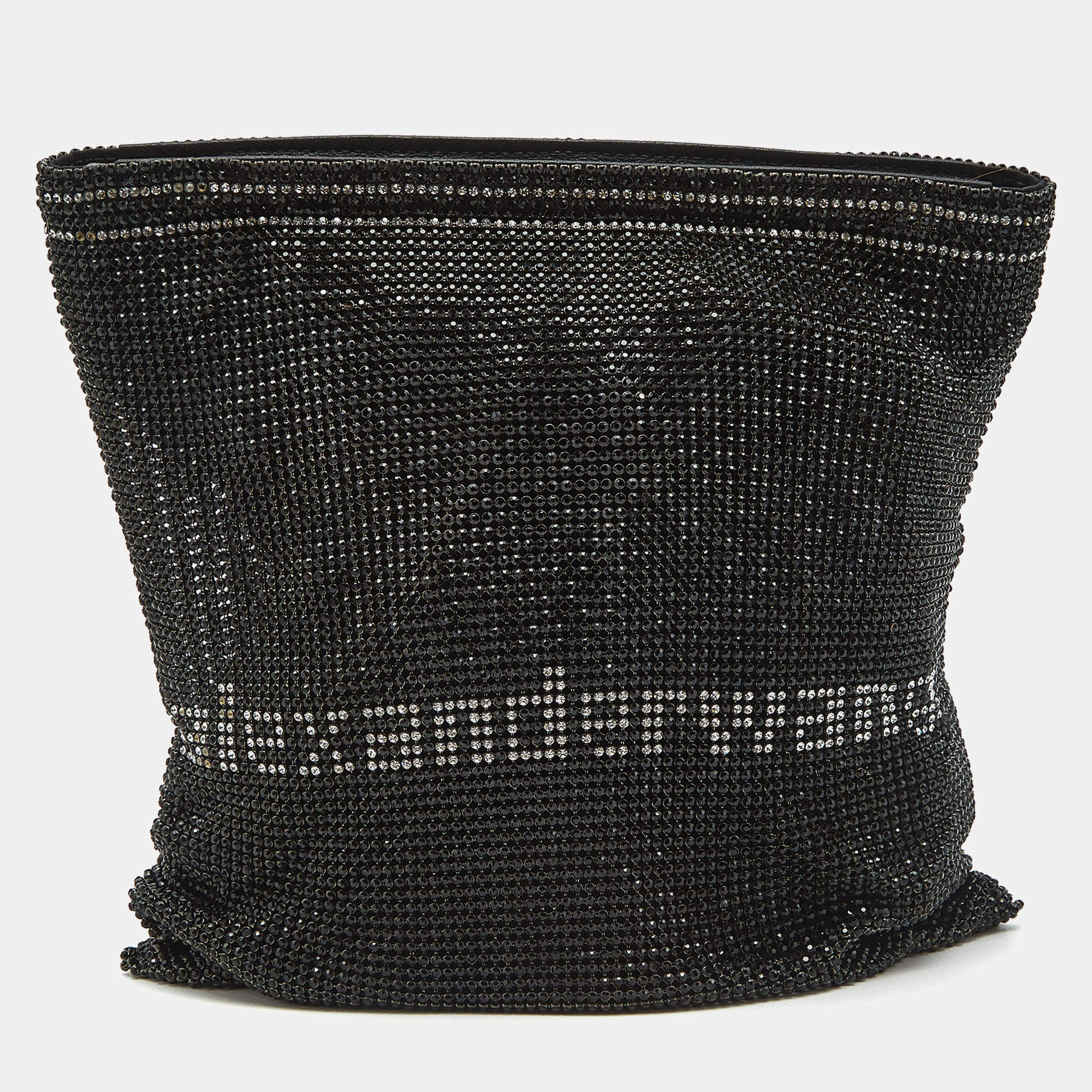 Pre Owned Alexander Wang Black Rhinestone Wanglock Pouch