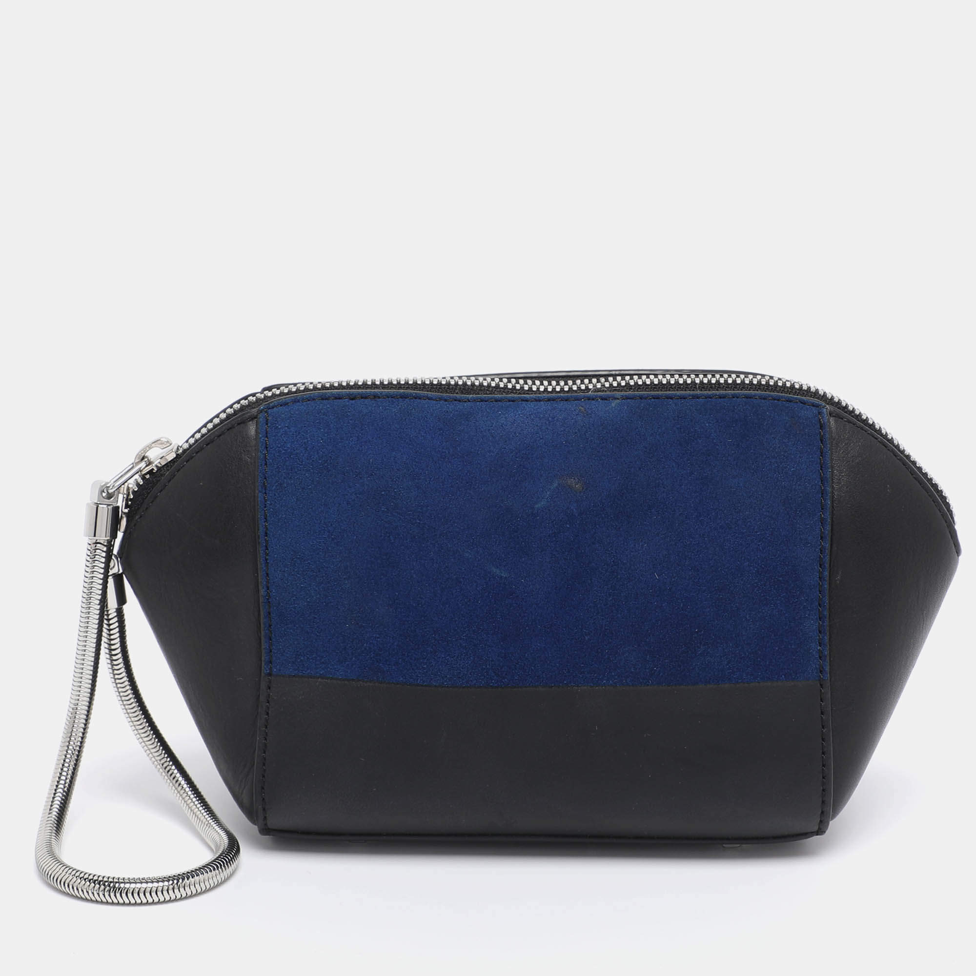 Pre Owned Alexander Wang Black/Blue Leather/PVC and Suede Chastity Clutch