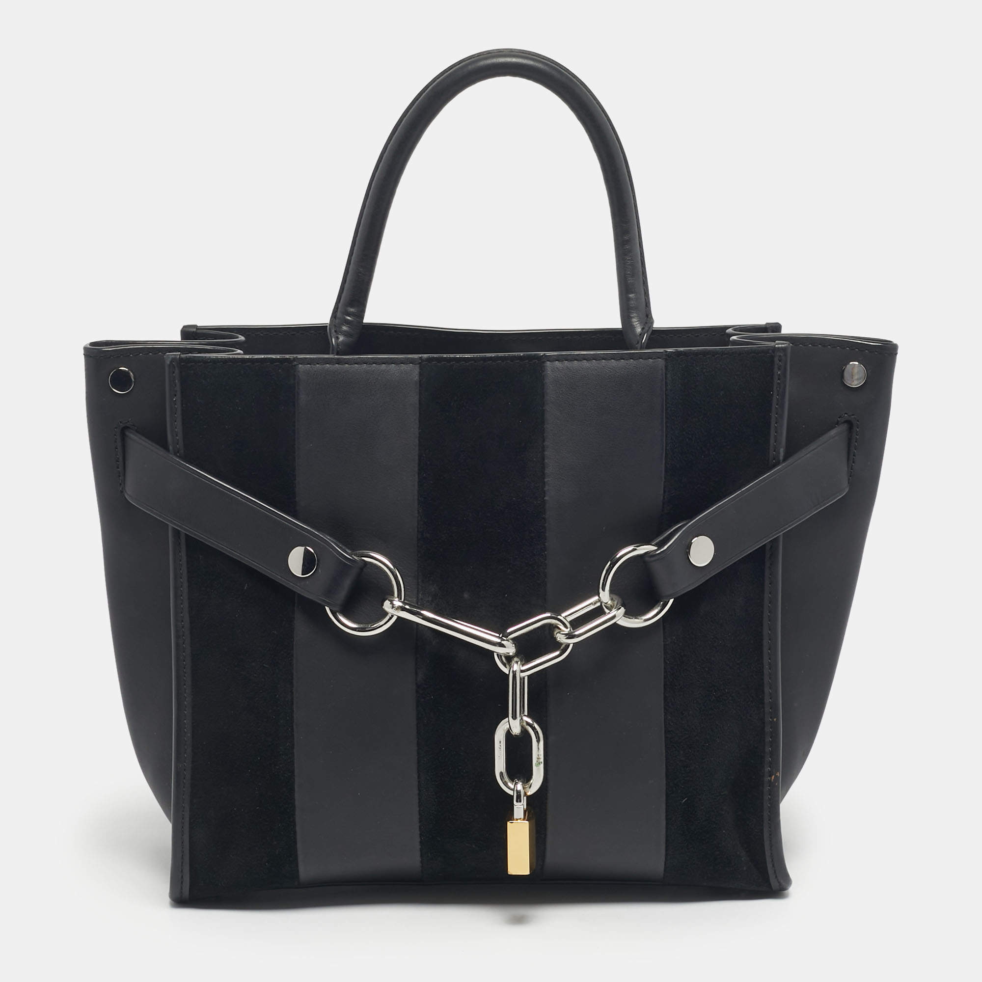 Pre Owned Alexander Wang Black Leather and Suede Attica Chain Tote