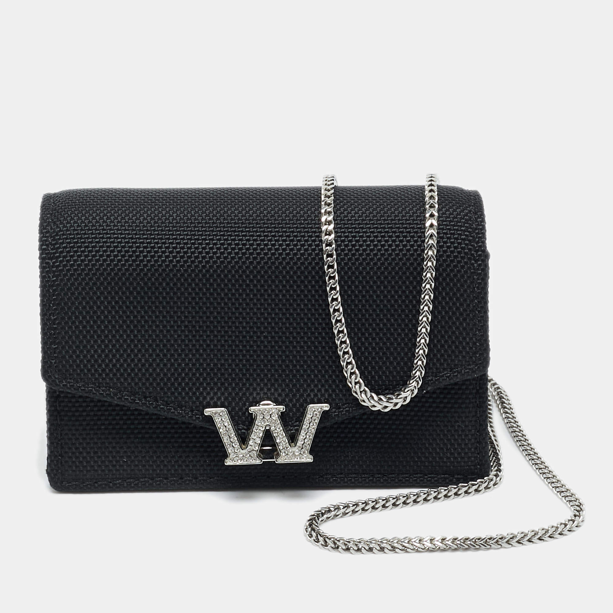 Pre Owned Alexander Wang Black Nylon Micro W Crystal Legacy Crossbody Bag
