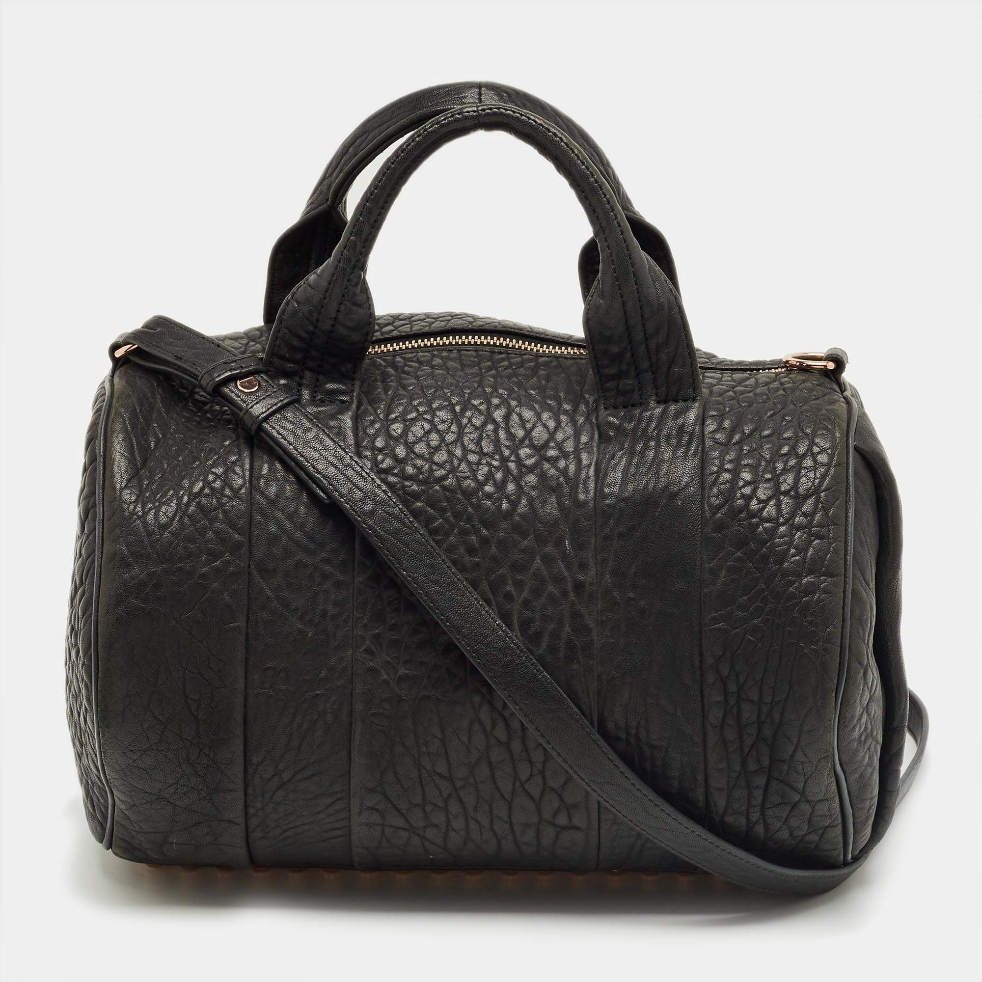 Pre Owned Alexander Wang Black Pebbled Leather Rocco Bag