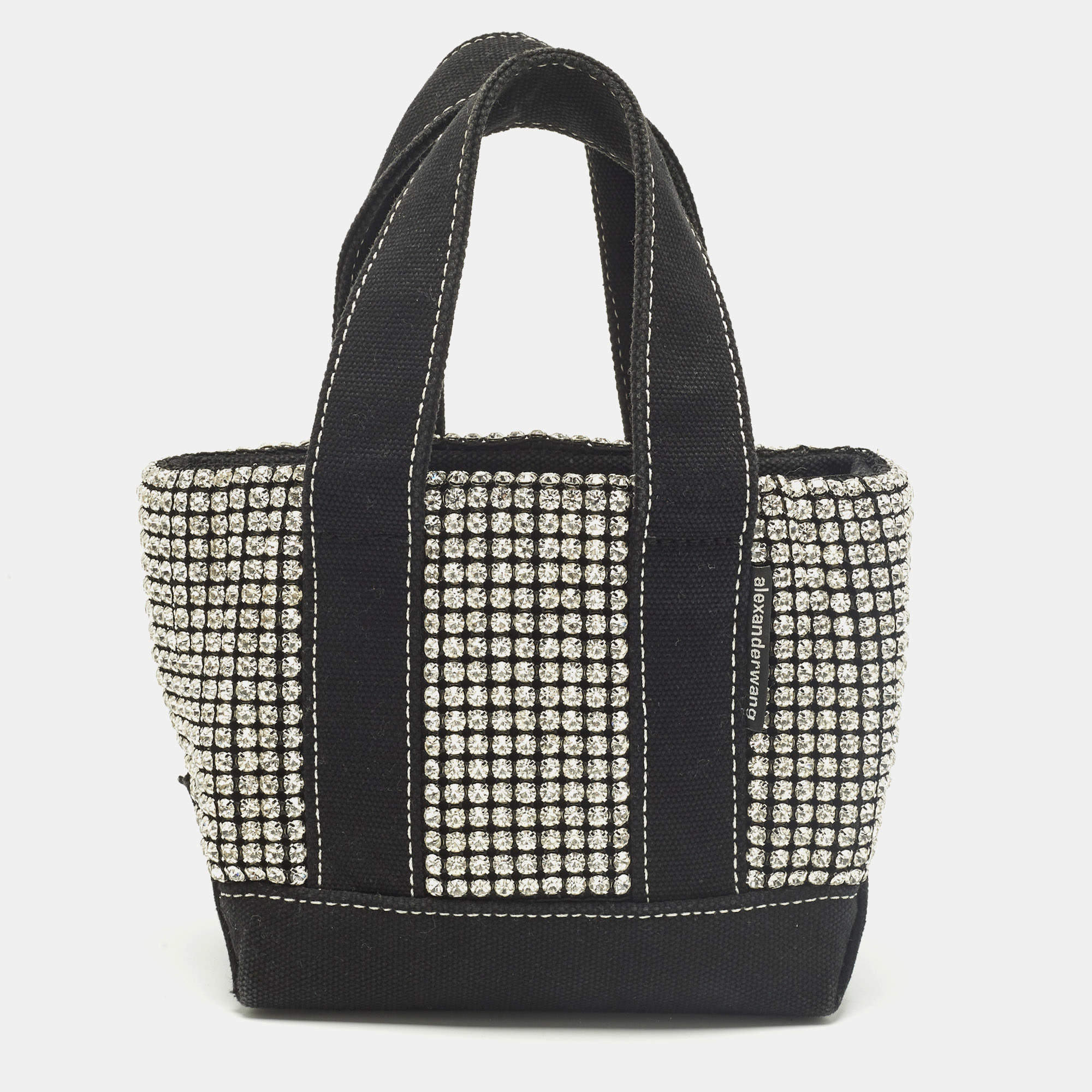 مملوكة مسبقًا Alexander Wang Cruiser Crystal Embellished Mini Black Canvas Tote