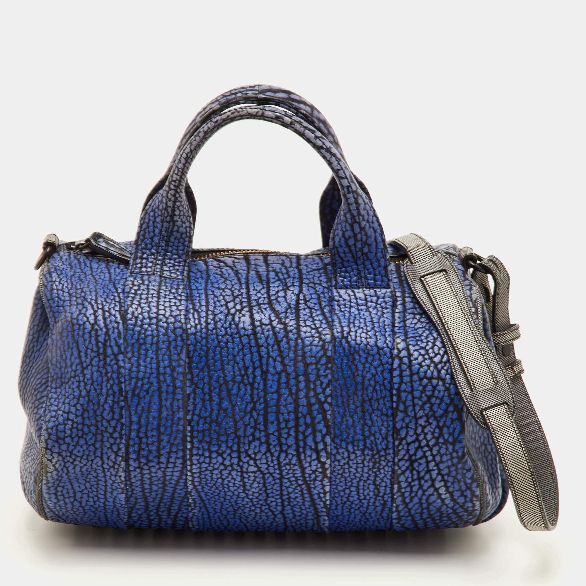 Pre Owned حقيبة ألكساندر وانغ دوفل روكو جلد منقوش سوداء