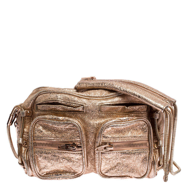Alexander Wang Metallic Rose Gold Leather Brenda Shoulder Bag
