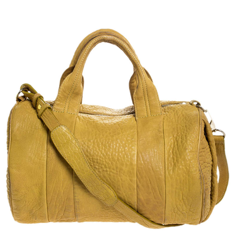 Alexander Wang Mustard Pebbled Leather Rocco Duffel Bag