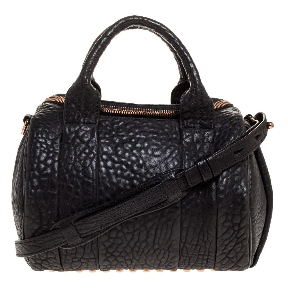 Alexander Wang Black Textured Leather Rocco Duffel Bag