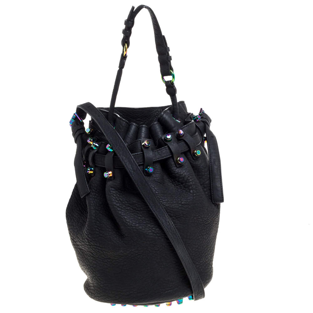 Alexander Wang Black Textured Leather Diego Bucket Bag
