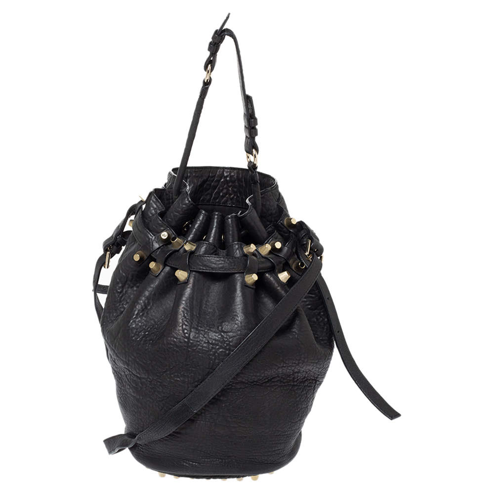 Alexander Wang Black Textured Leather Diego Bucket Bag
