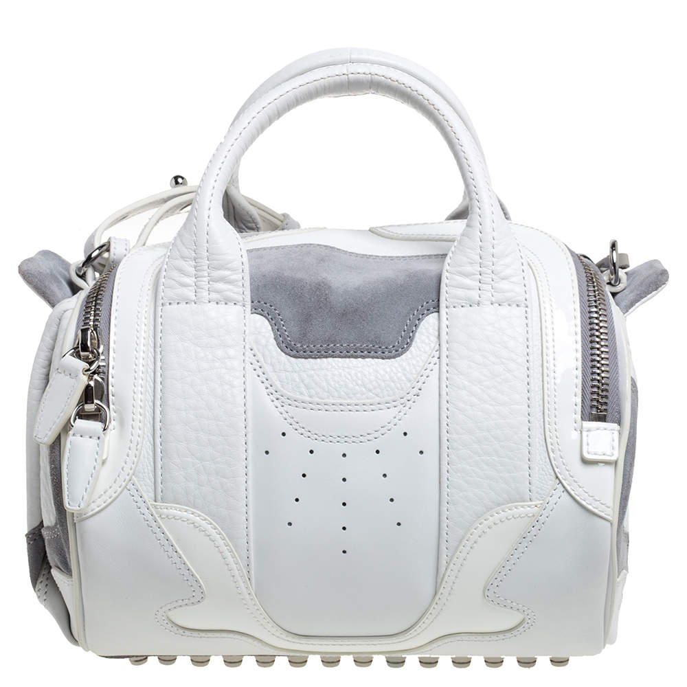 Alexander Wang White Leather and Suede Small Rockie Sneaker Satchel