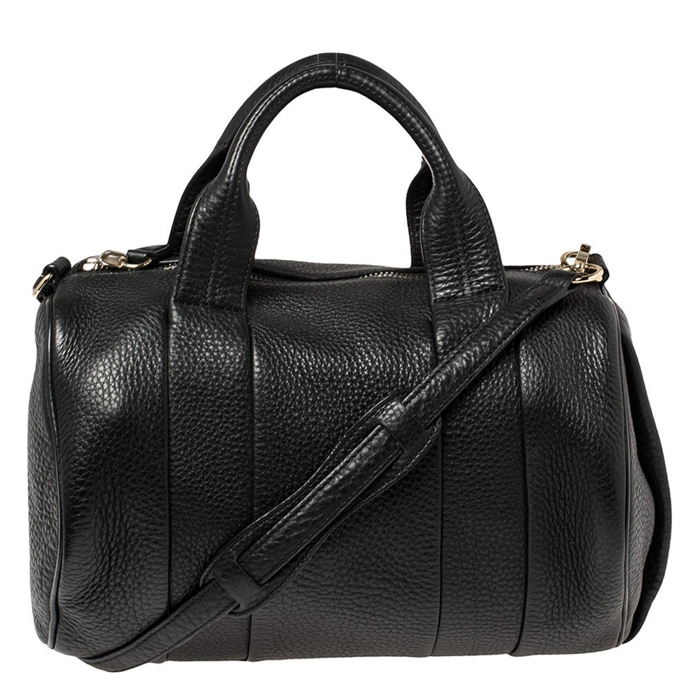 Alexander Wang Black Textured Leather Rocco Duffel Bag