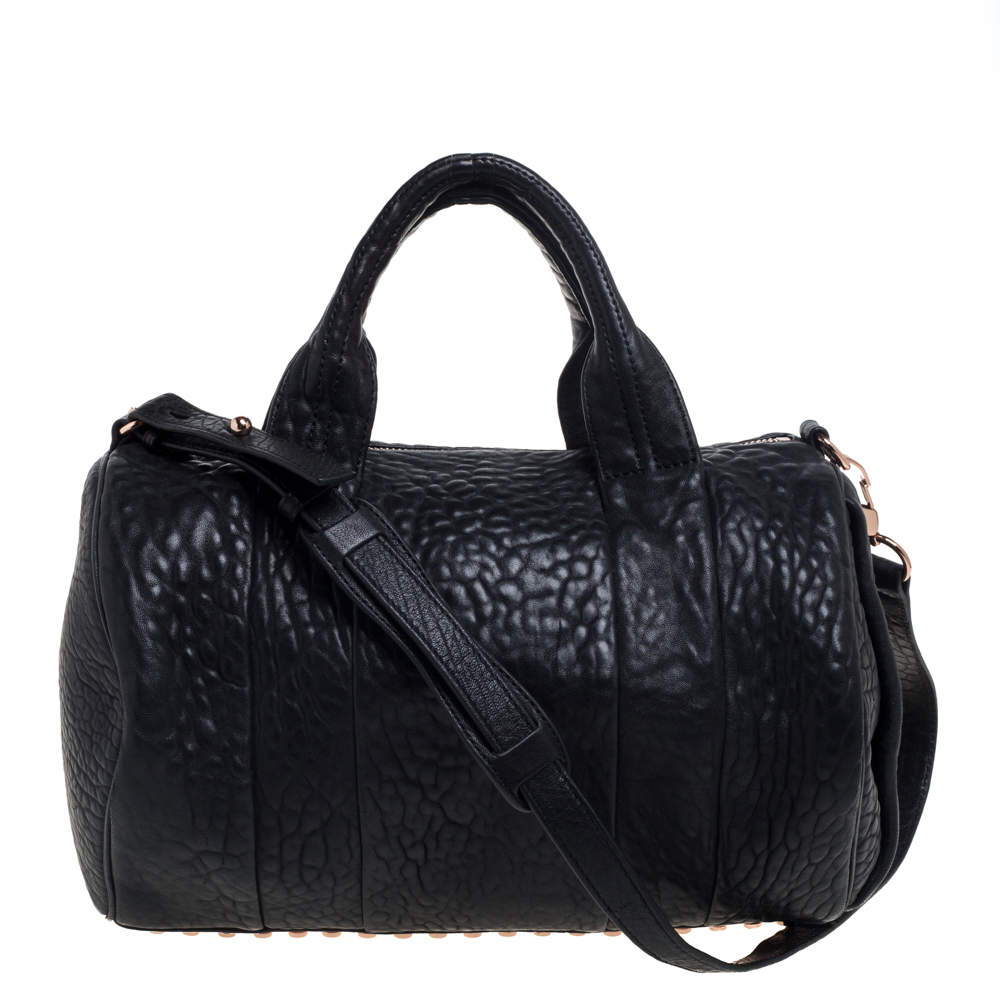 Pre Owned Alexander Wang Black Pebbled Leather Rocco Duffle Bag