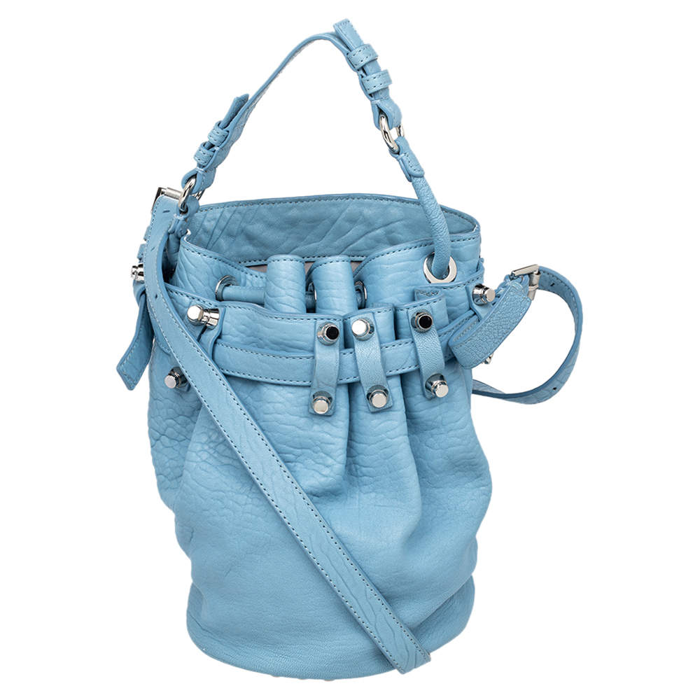 Alexander Wang Blue Textured Leather Diego Bucket Bag