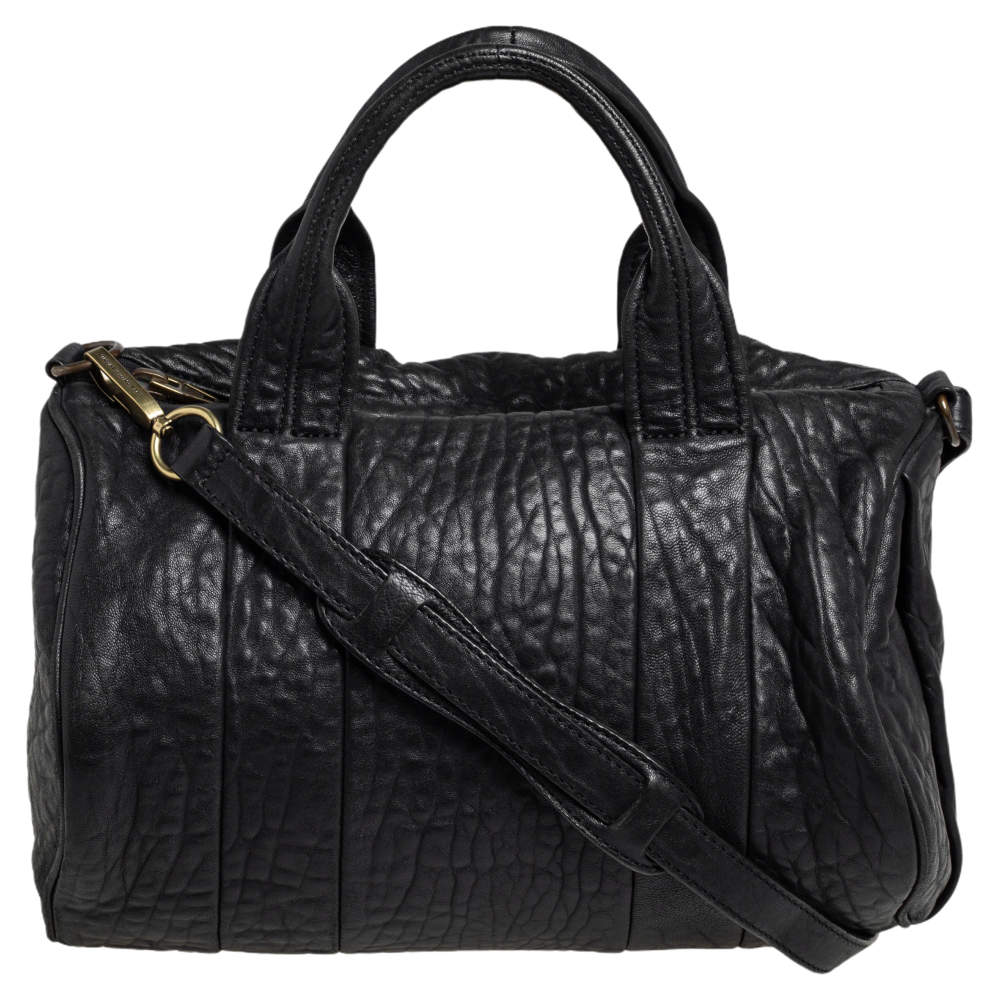 Pre Owned Alexander Wang Black Pebbled Leather Rocco Duffle Bag