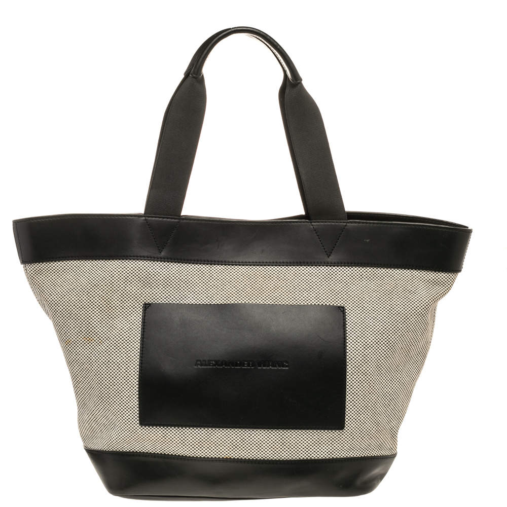 Alexander Wang Grey/Black Canvas and Leather Paneled Tote