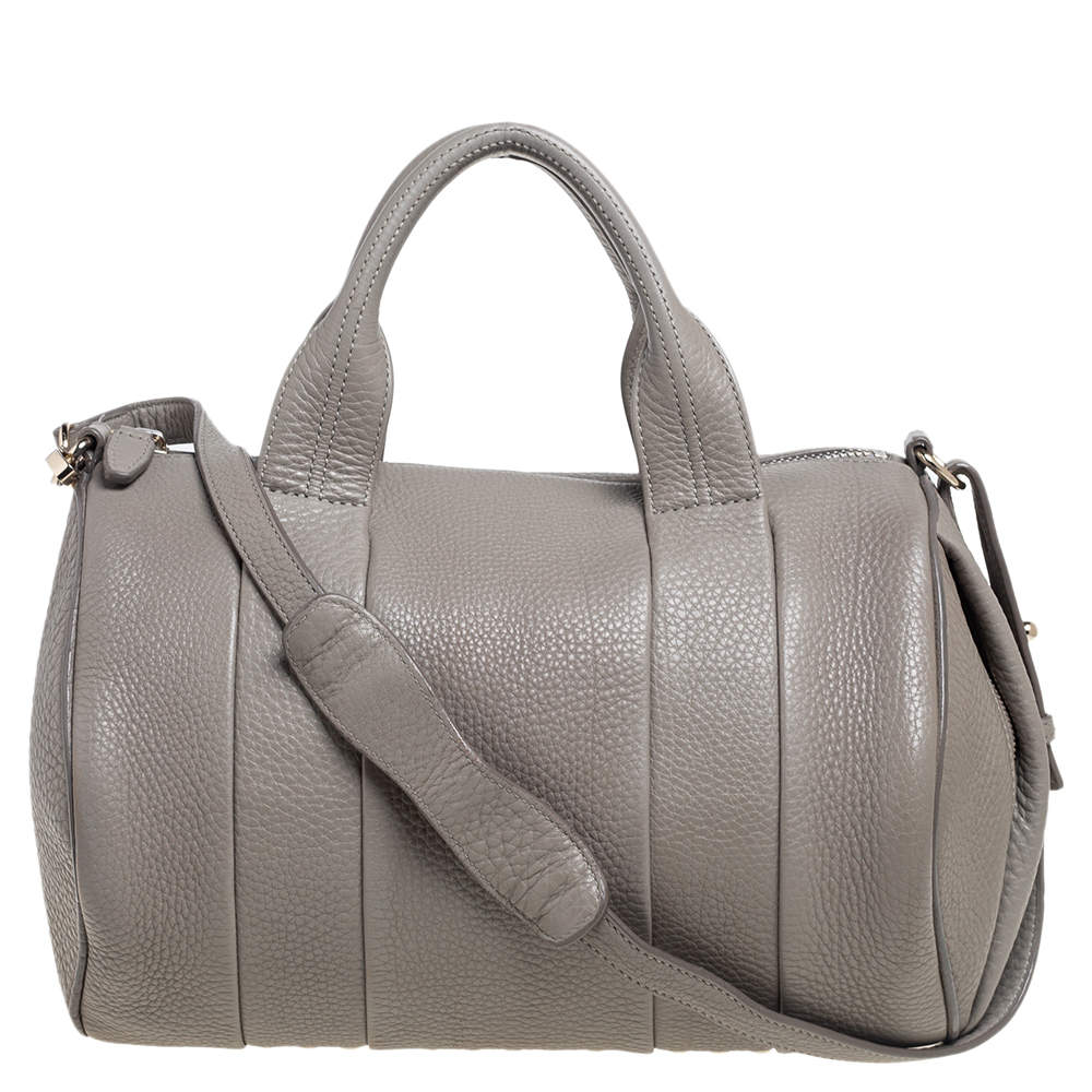 Alexander Wang Grey Pebbled Leather Rocco Duffle Bag