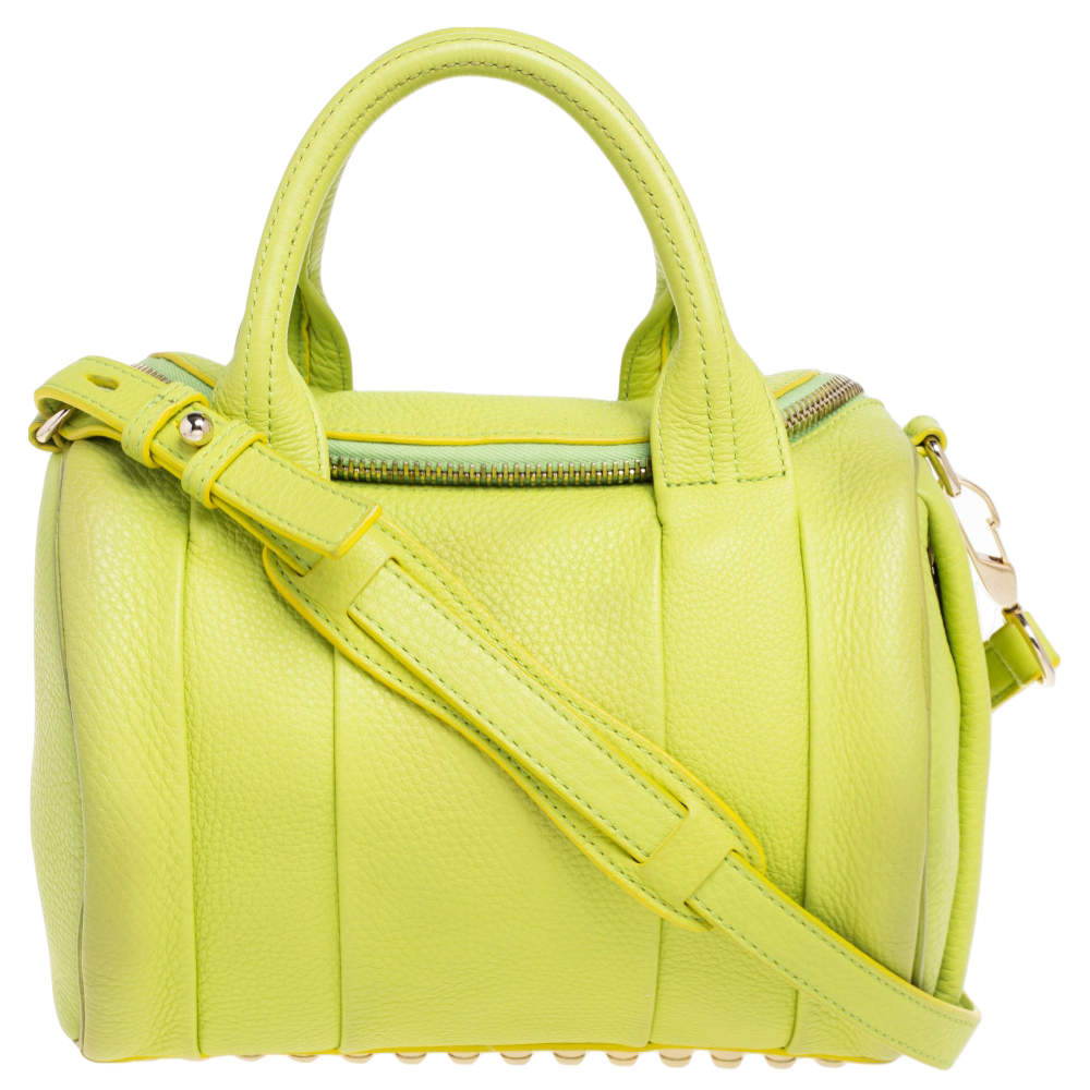 Alexander Wang Lime Green Textured Leather Rocco Duffel Bag