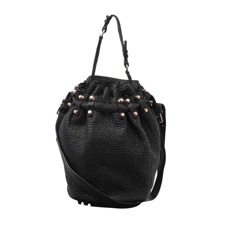 Alexander Wang Black Textured Leather Diego Bucket Bag