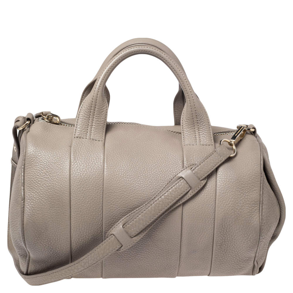 Alexander Wang Grey Pebbled Leather Rocco Duffel Bag