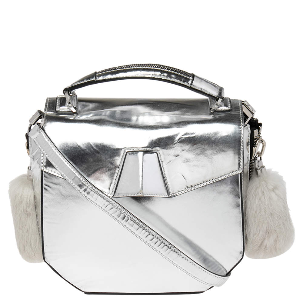 Pre Owned Alexander Wang Silver Laminated Leather Devere Top Handle Bag