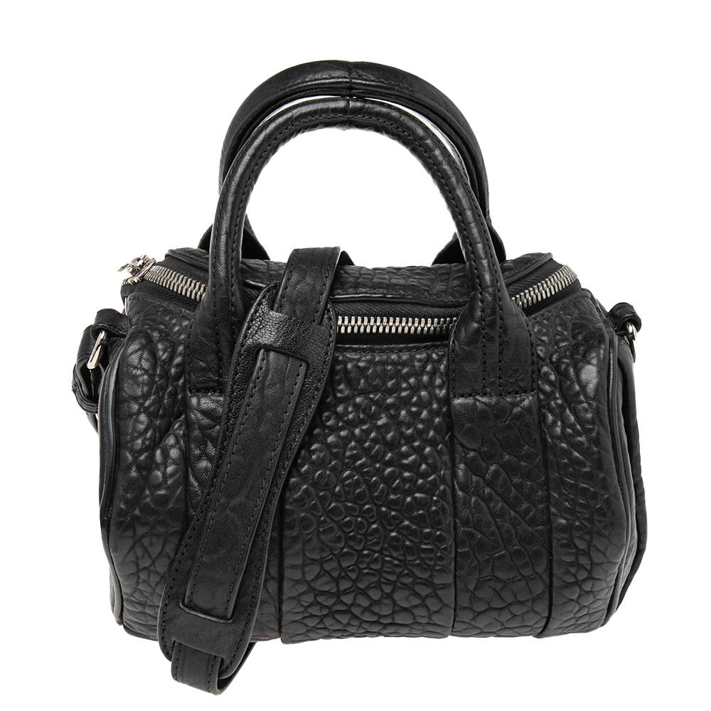 Pre Owned Alexander Wang Black Pebbled Leather Mini Rockie Satchel