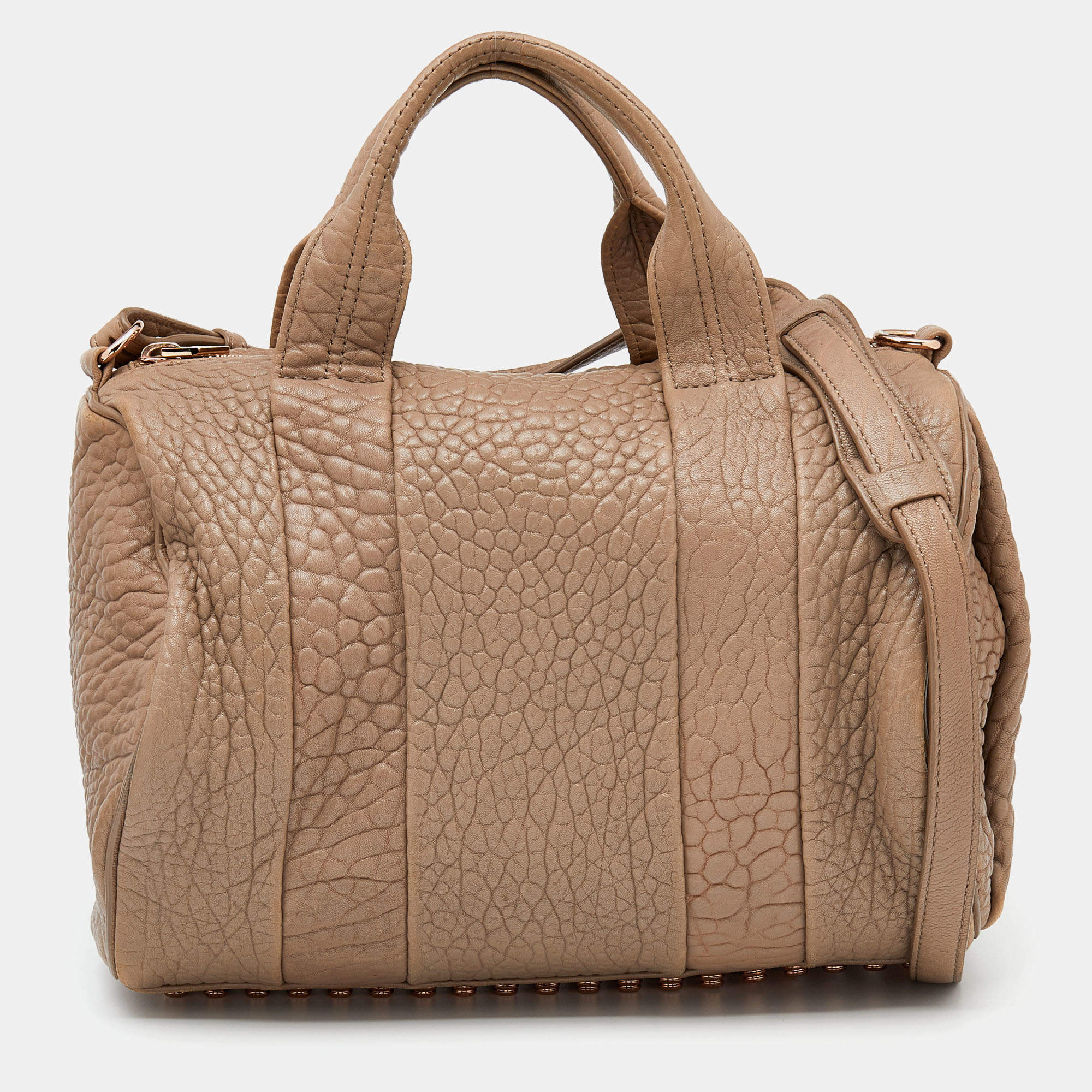 Pre Owned Alexander Wang Dark Beige Leather Rocco Satchel