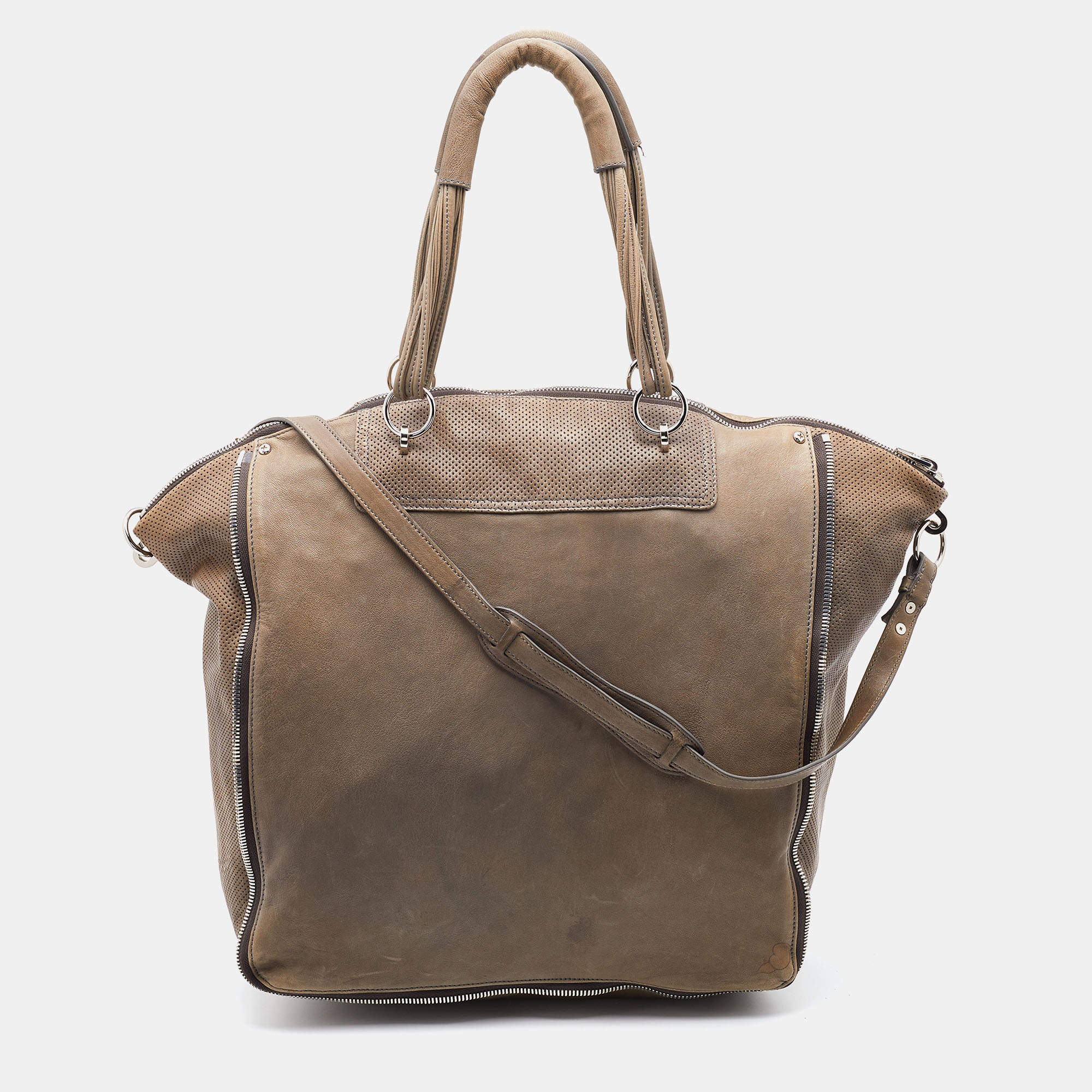 Alexander Wang Grey Leather Perforated Adjustable Satchel