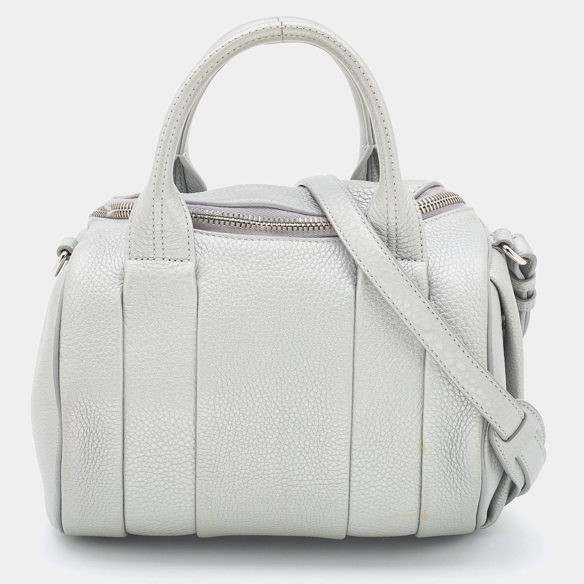 Alexander Wang Silver Textured Leather Rocco Bag