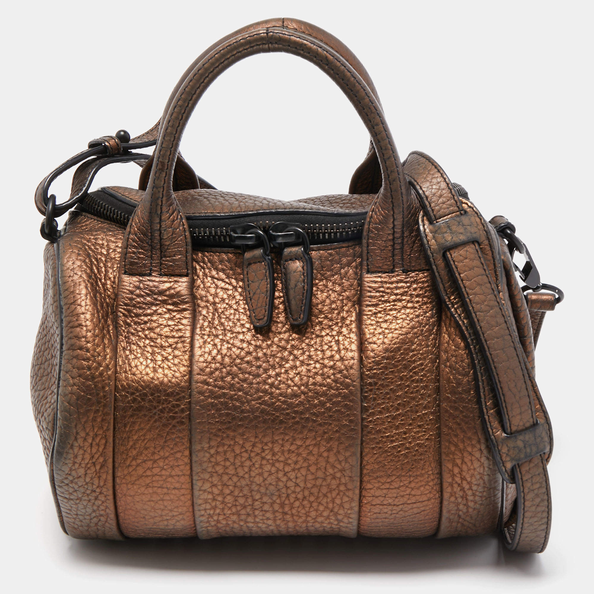 Pre Owned Alexander Wang Bronze Pebbled Leather Rocco Bag