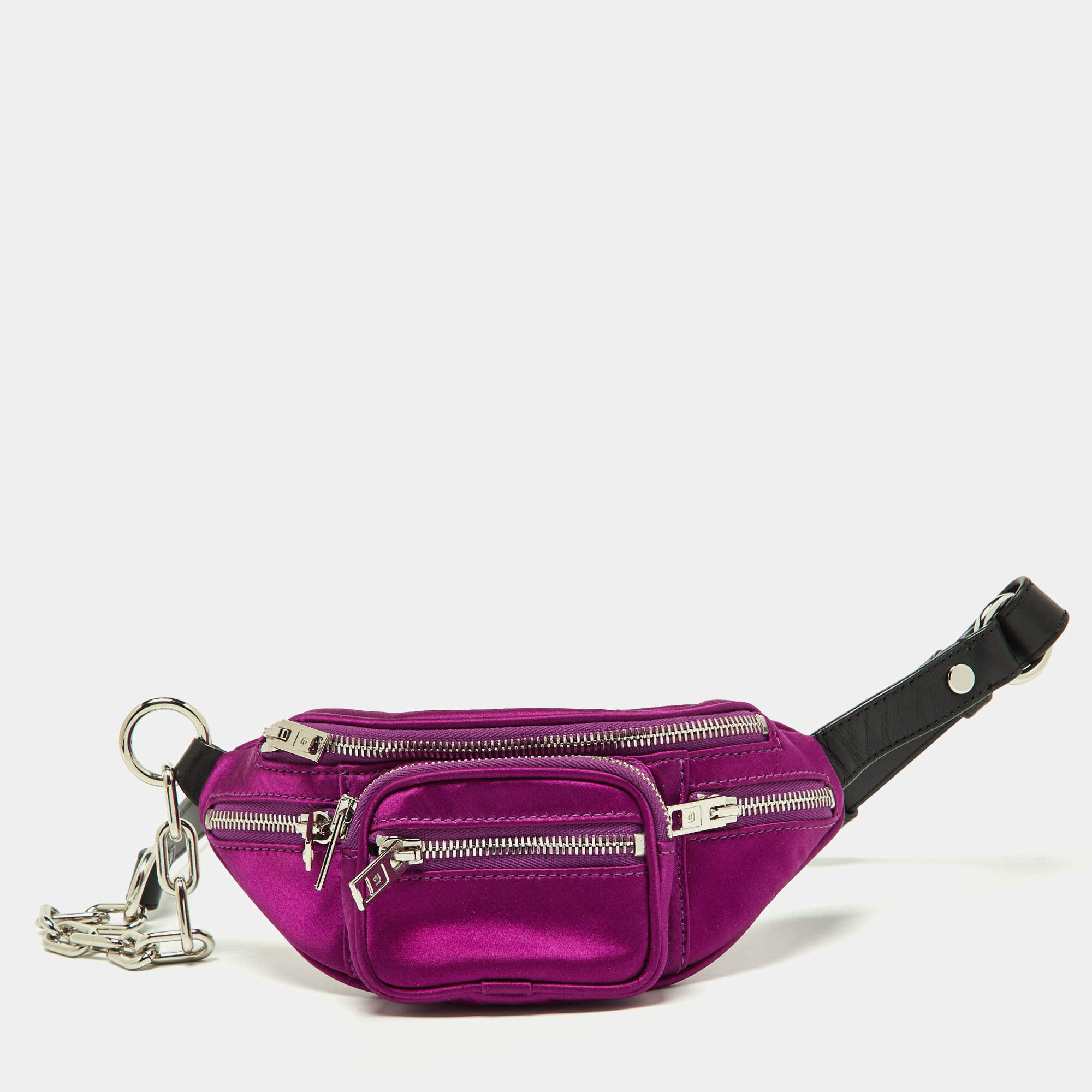 Alexander Wang Purple/Black Satin and Leather Attica Belt Bag