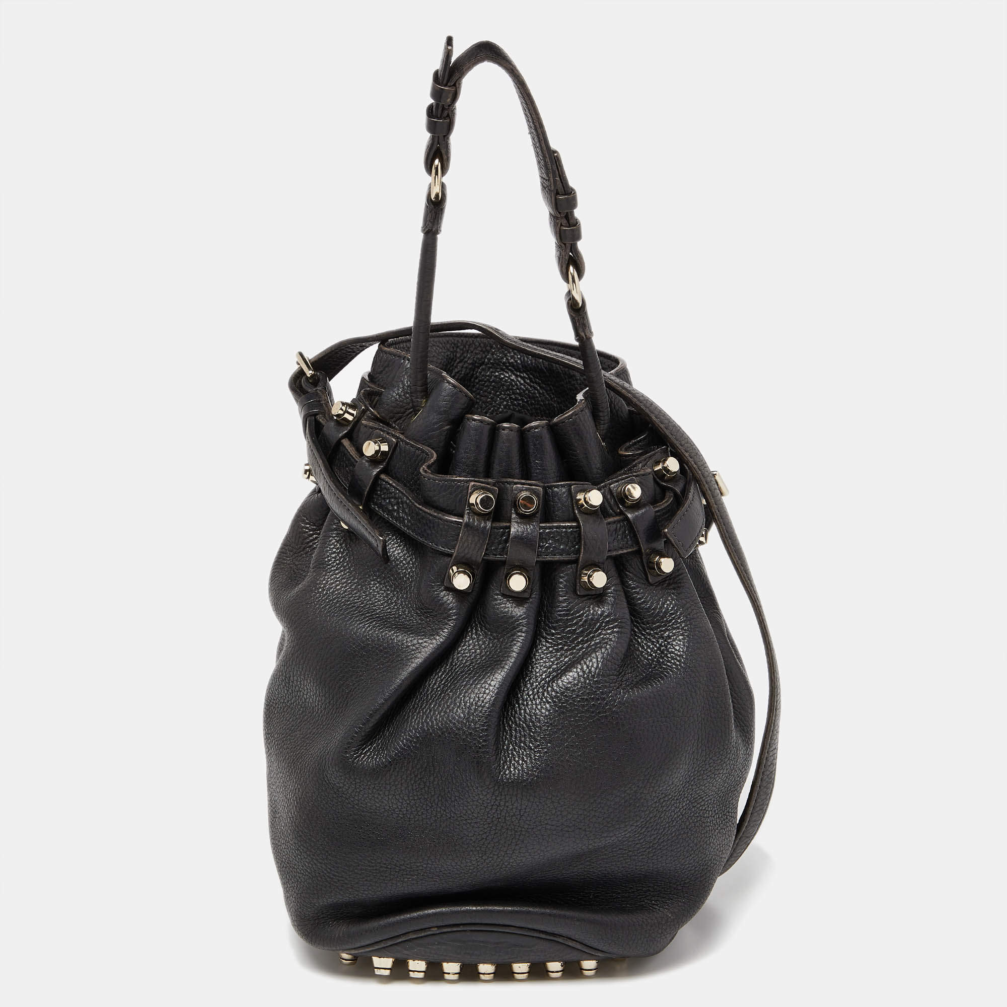 Alexander Wang Black Textured Leather Diego Bucket Bag