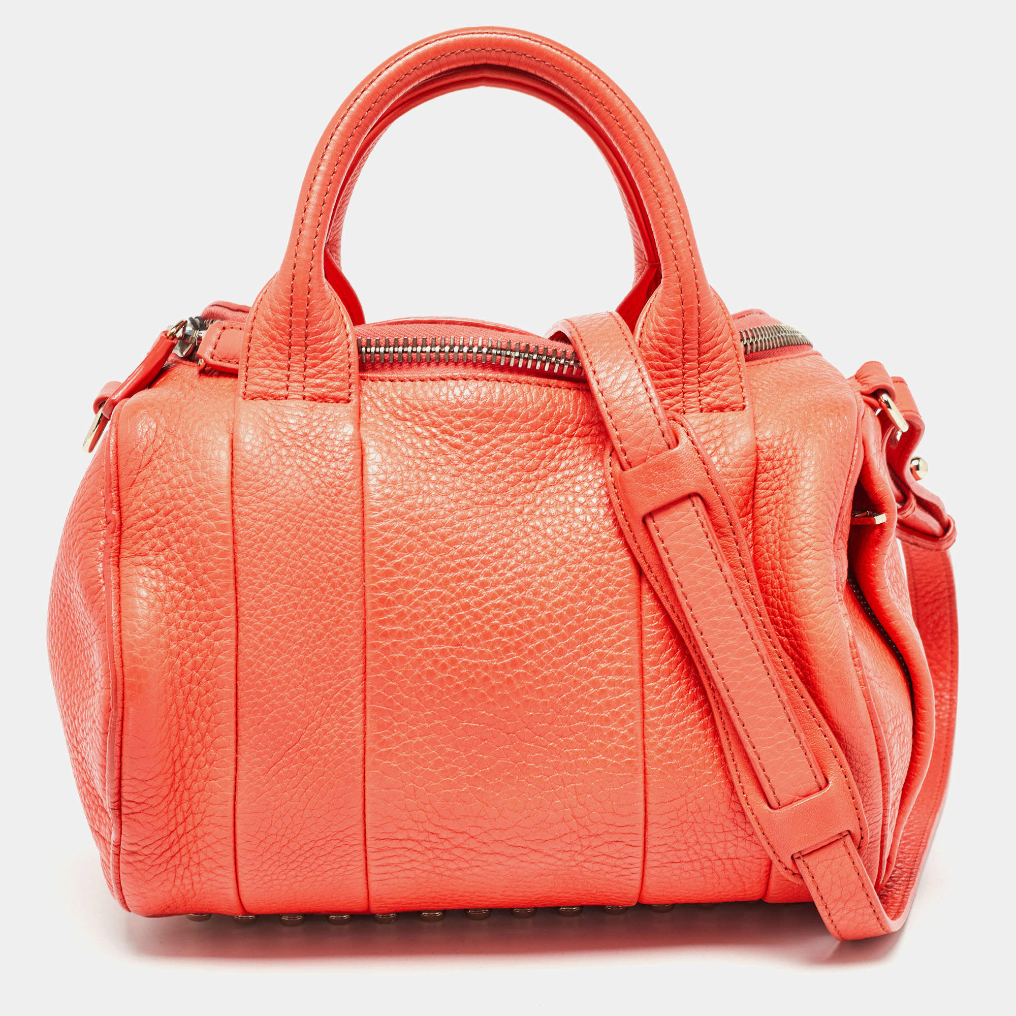 Pre Owned Alexander Wang Orange Pebbled Leather Rocco Bag