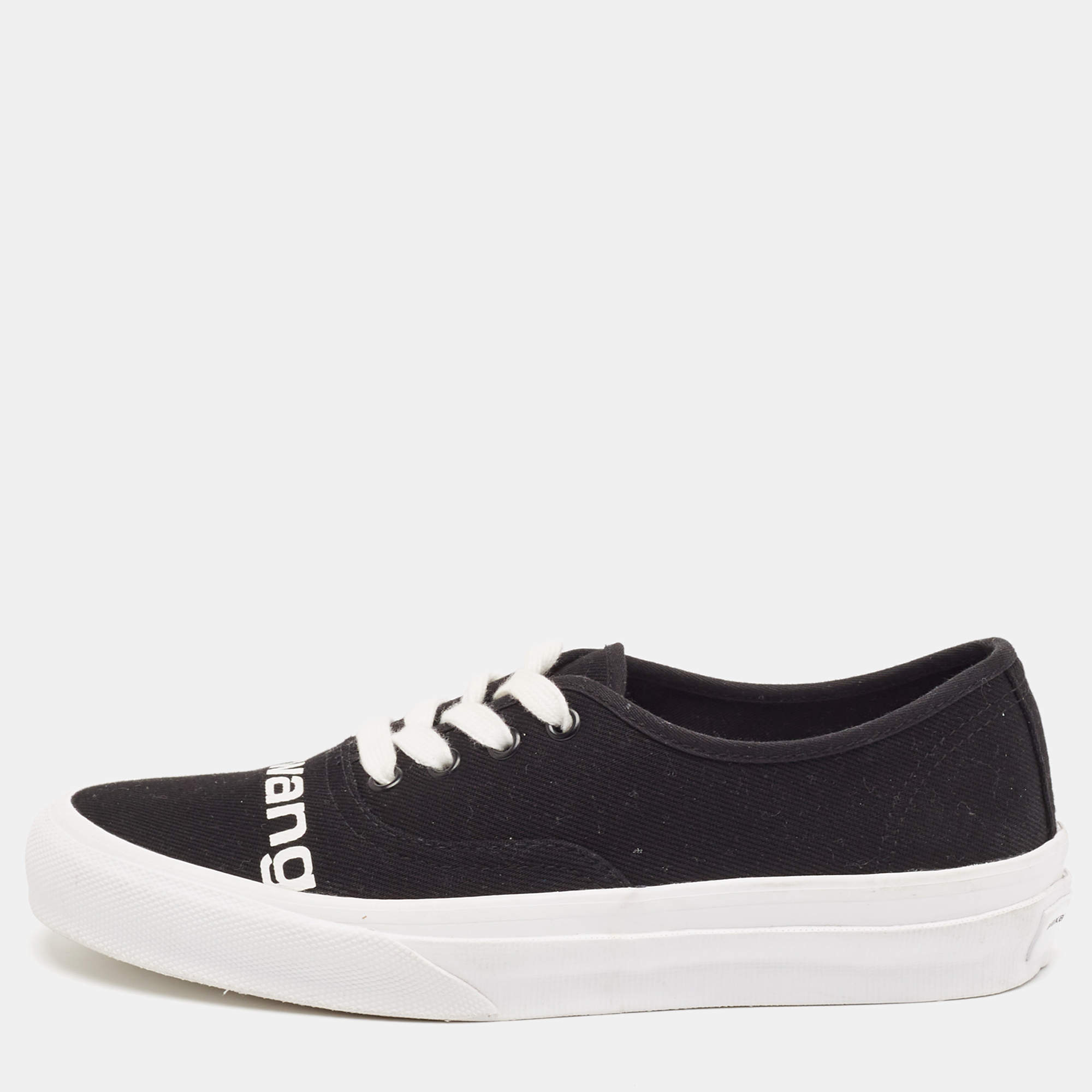 Alexander Wang Black Canvas Dropout Lace Up Sneakers Size 40.5