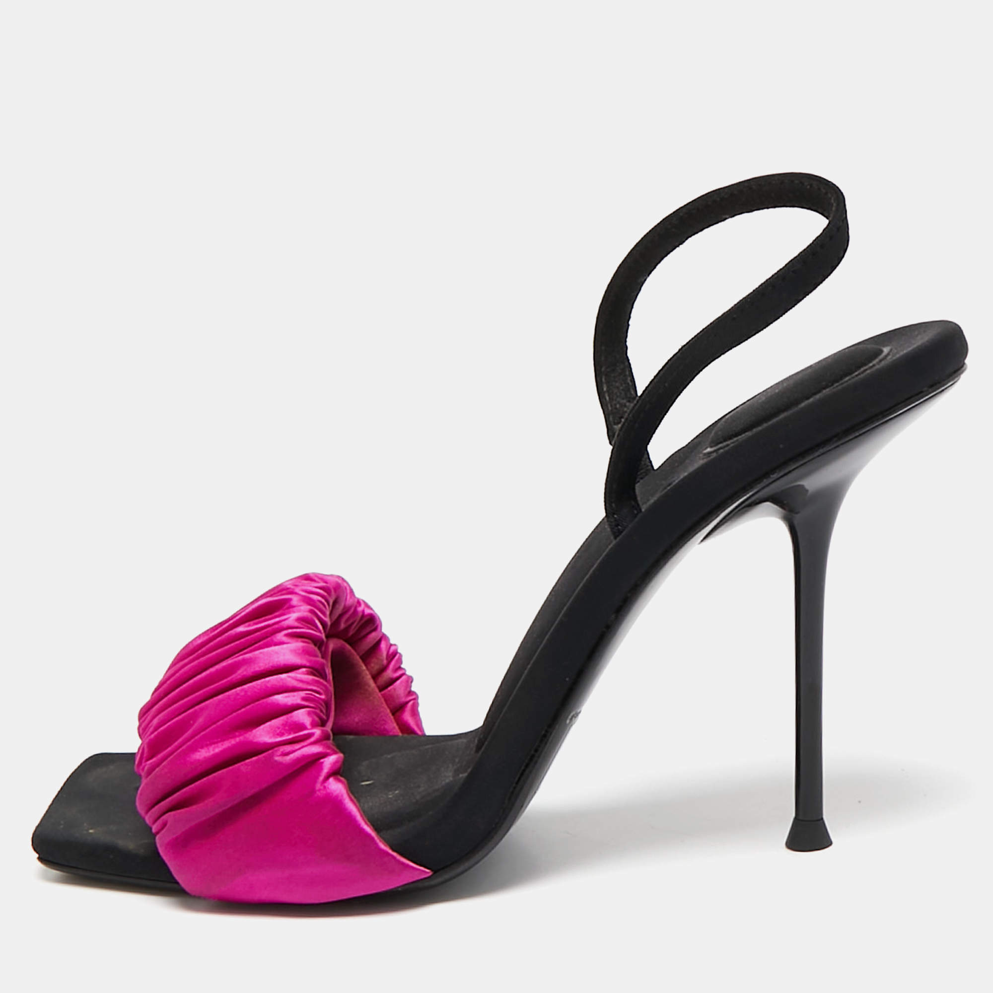 Alexander Wang Purple/Black Satin Julie Slingback Sandals Size 37