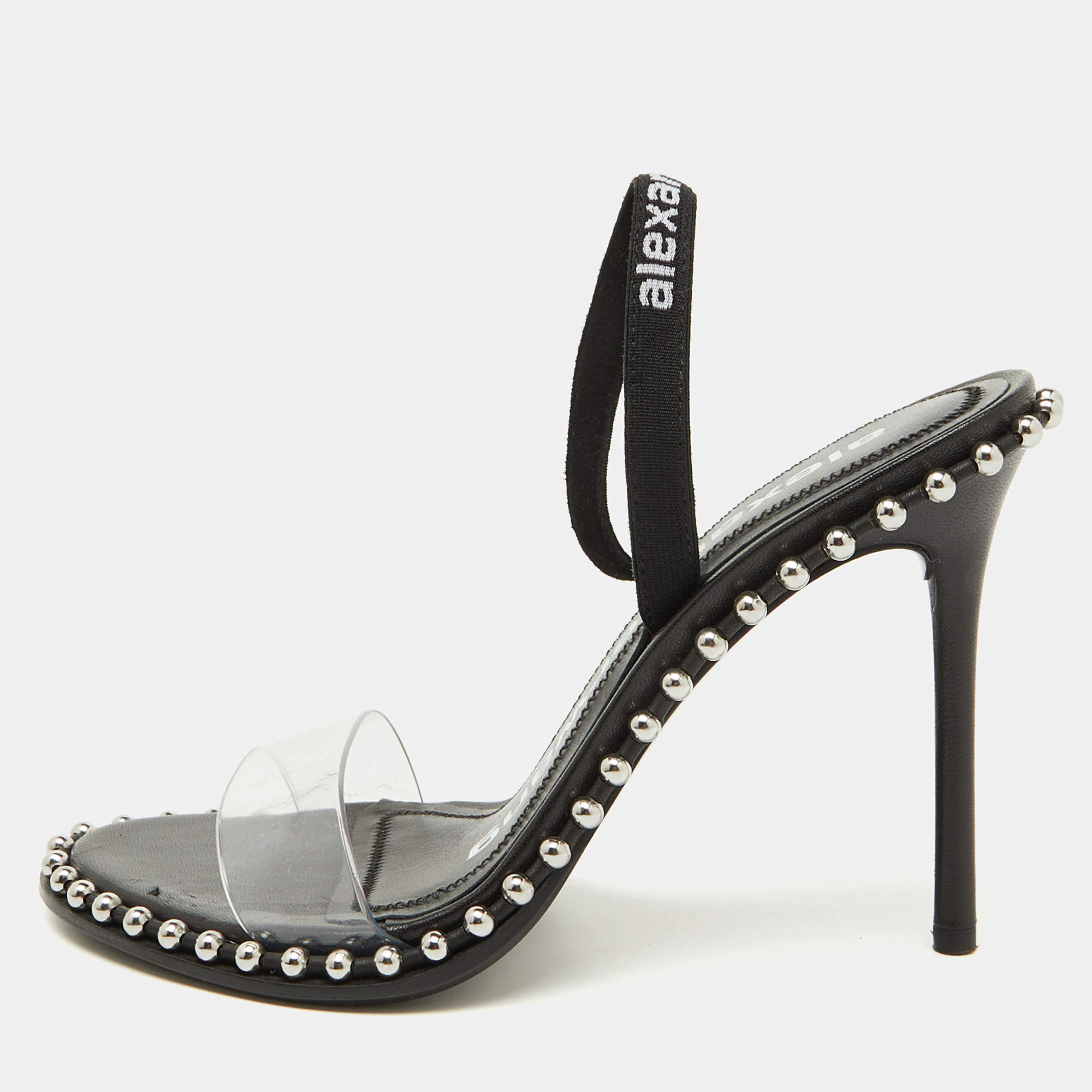 Alexander Wang Black PVC Studded Slingback Nova Sandals Size 35