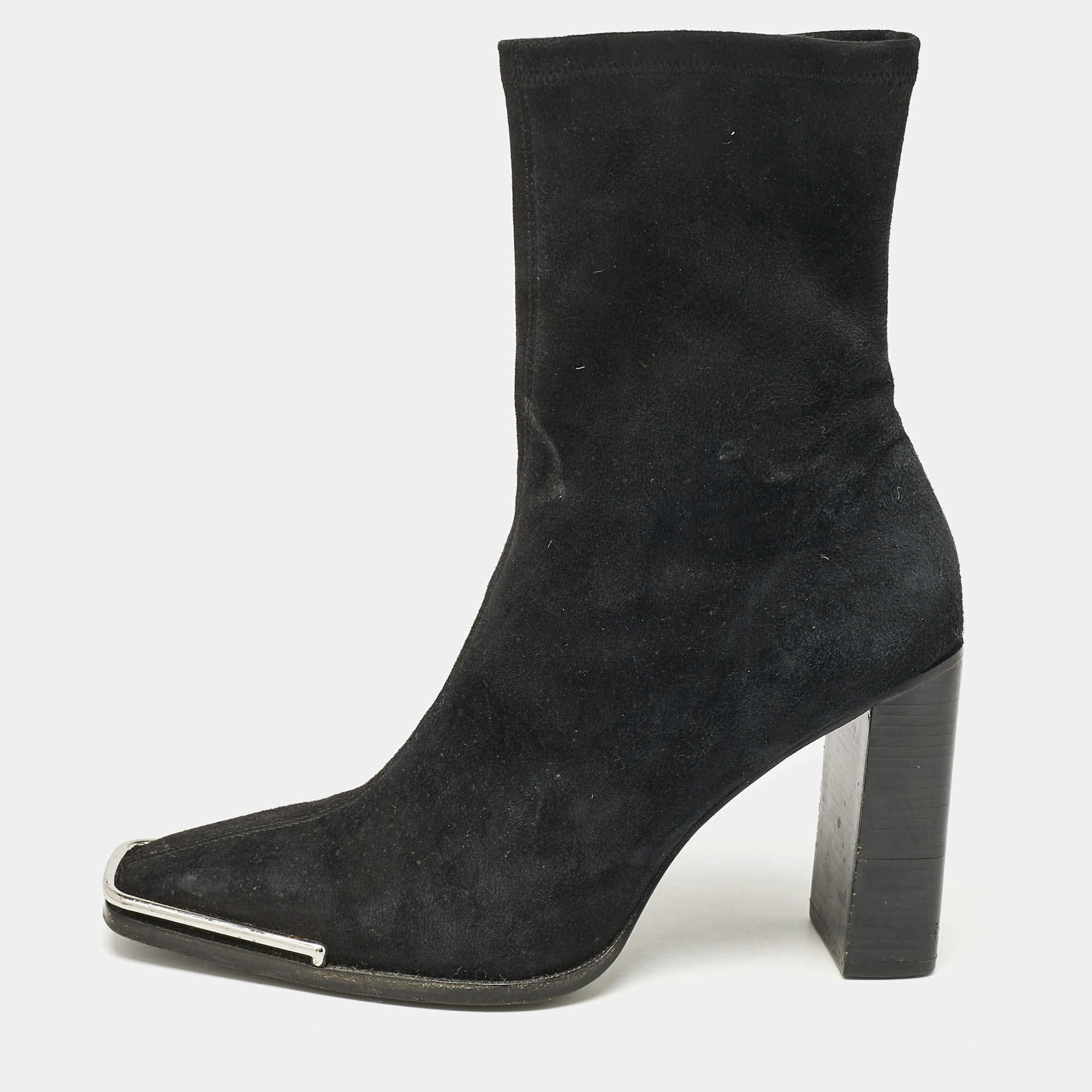 Alexander Wang Black Suede Gabi Ankle Length Boots Size 38
