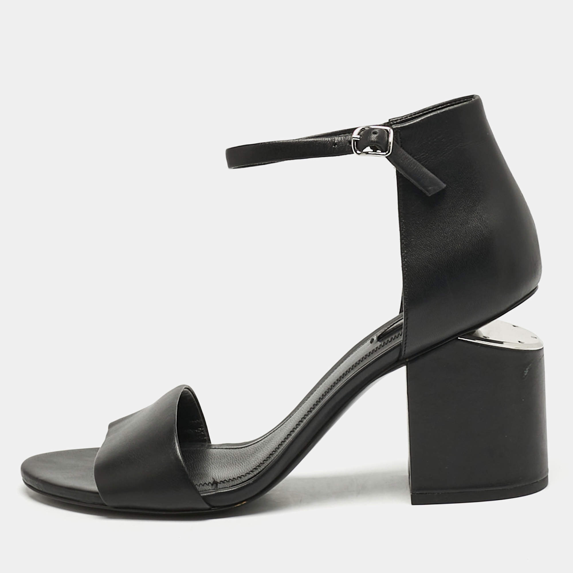 Alexander Wang Black Leather Abby Ankle Strap Sandals Size 40