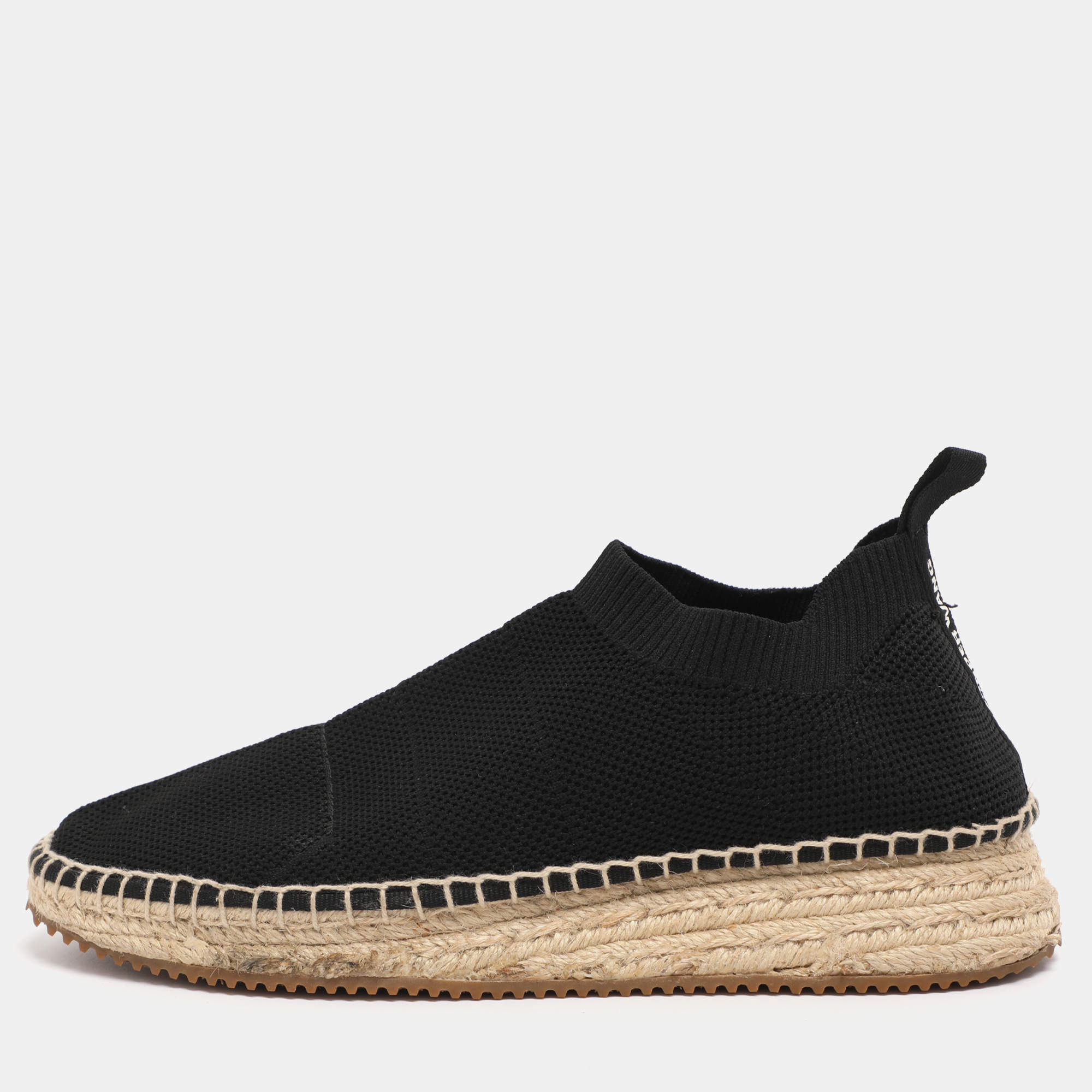 Pre Owned Alexander Wang Black Knit Fabric Dylan Espadrille Flats Size 37