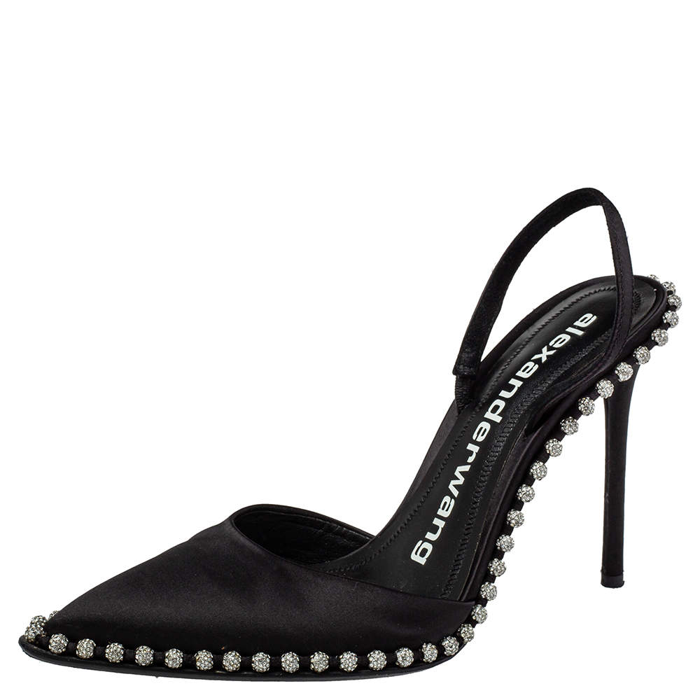 Alexander Wang Black Satin Rina Sandals Size 38