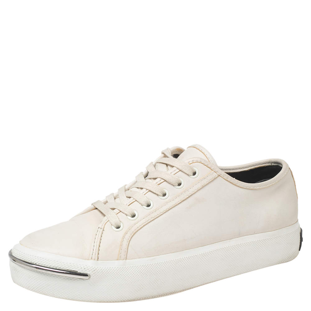 Alexander Wang White Leather Lace Up Sneakers Size 37