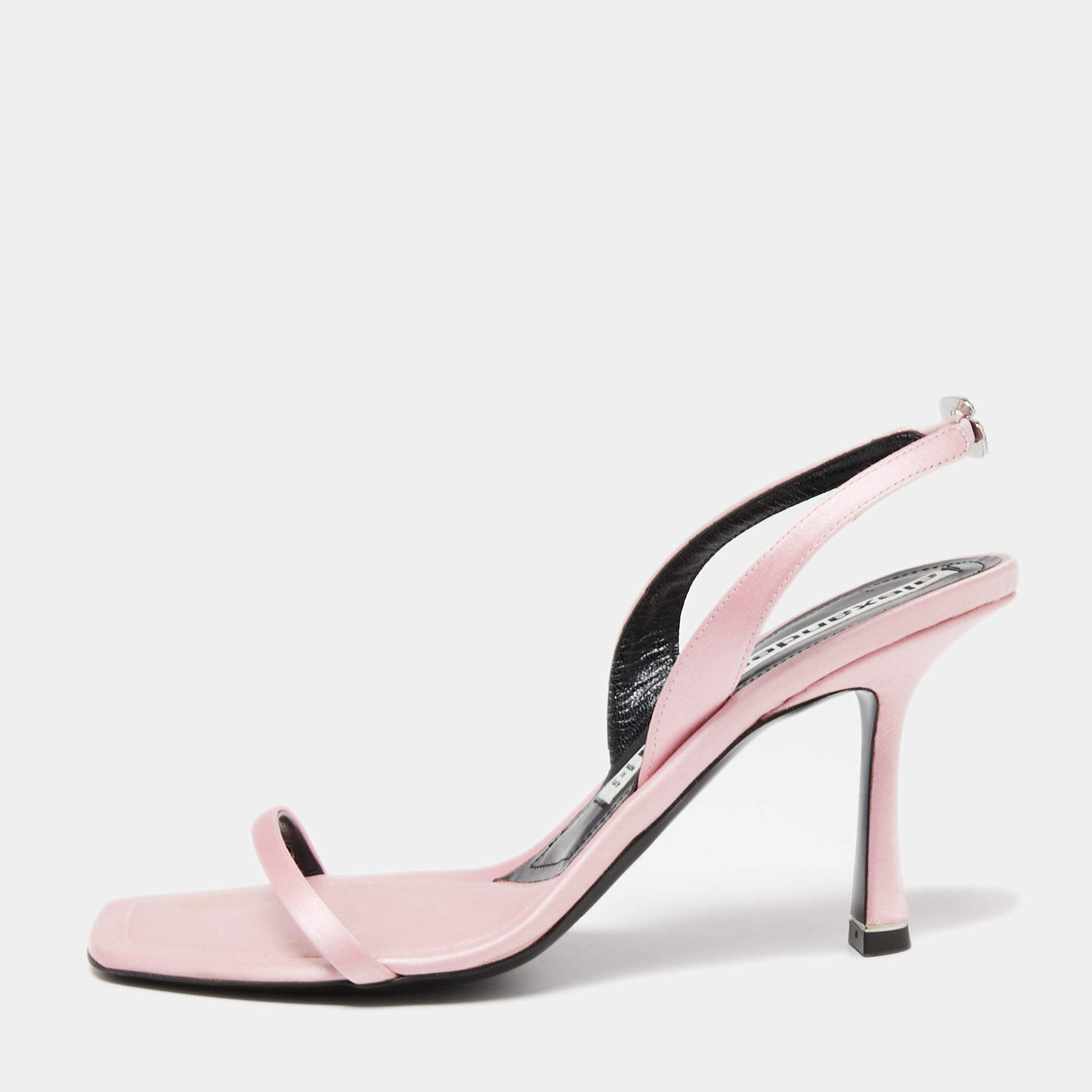 Pre Owned Alexander Wang Pink Satin Crystal Embellished Slingback Sandals Size 38