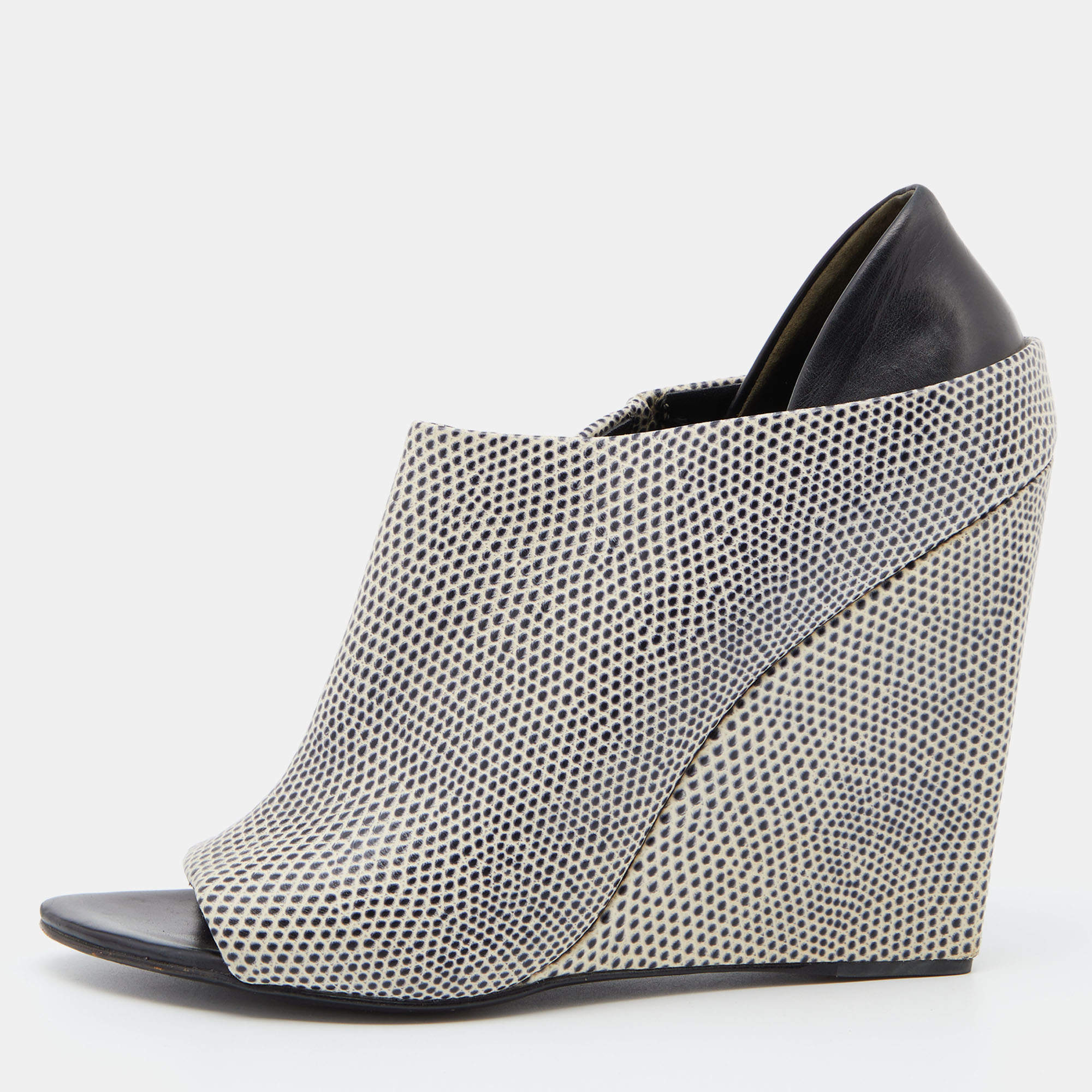 Alexander Wang Two Tone Embossed Lizard and Leather Alla Wedge Booties Size 40.5