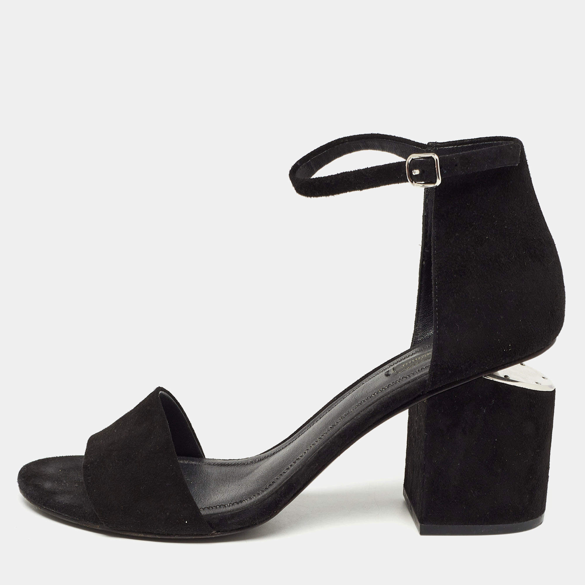 Alexander Wang Black Suede Abby Ankle Strap Sandals Size 40.5
