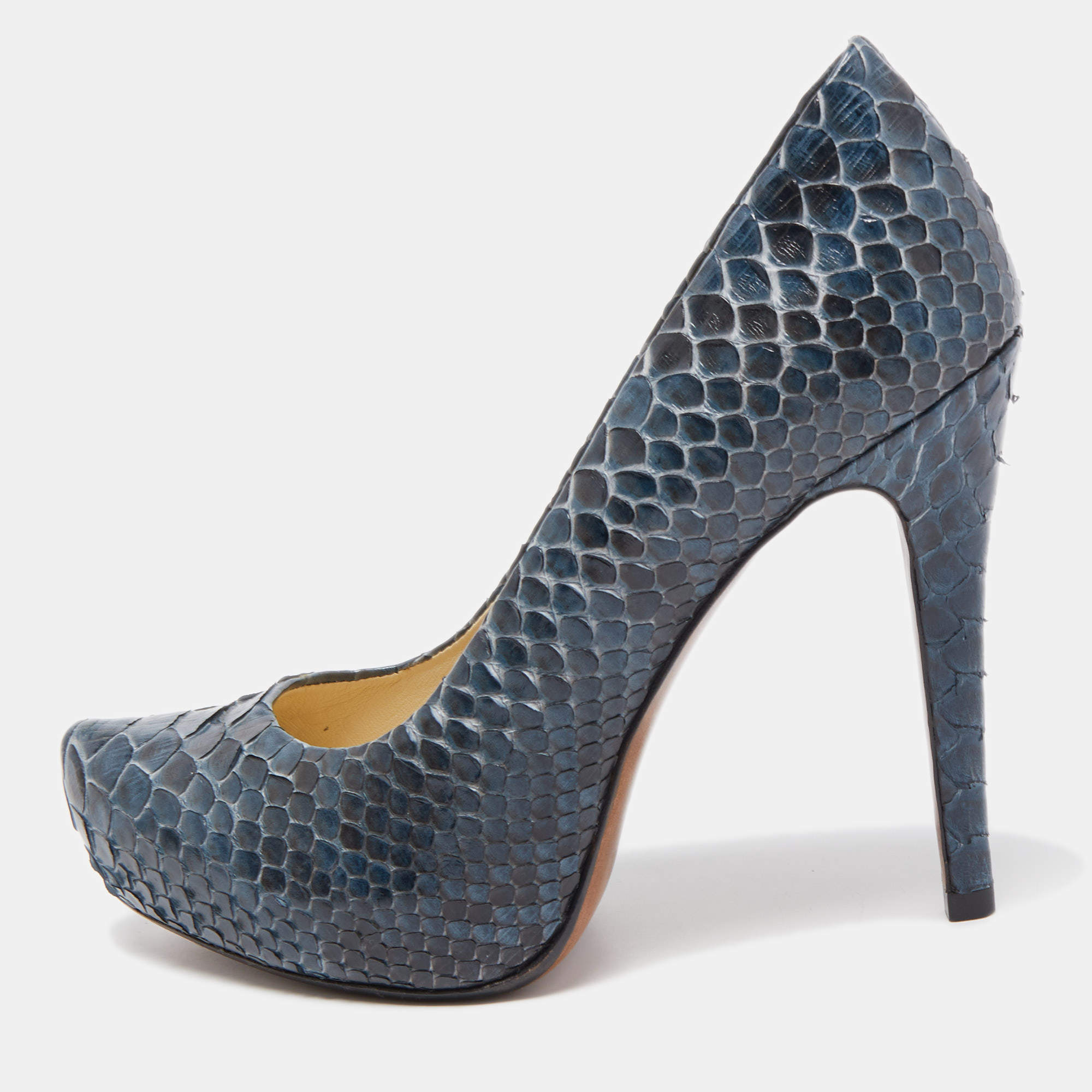 Alexandre Birman Two Tone Python Platform Pumps Size 37