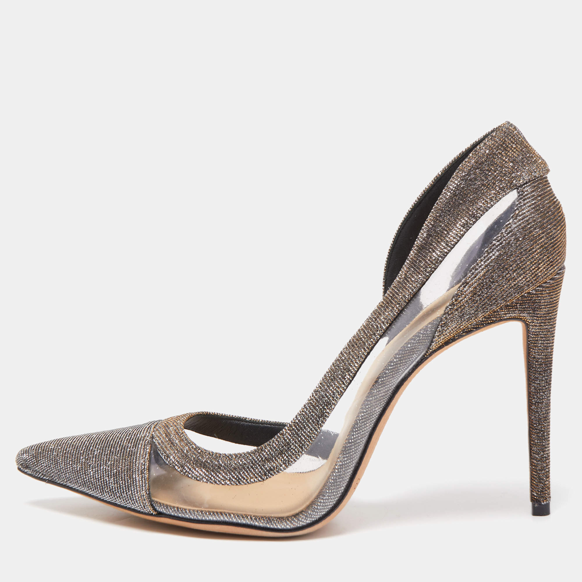 Alexandre Birman Metallic Glitter and PVC Pointed Toe Pumps Size 40