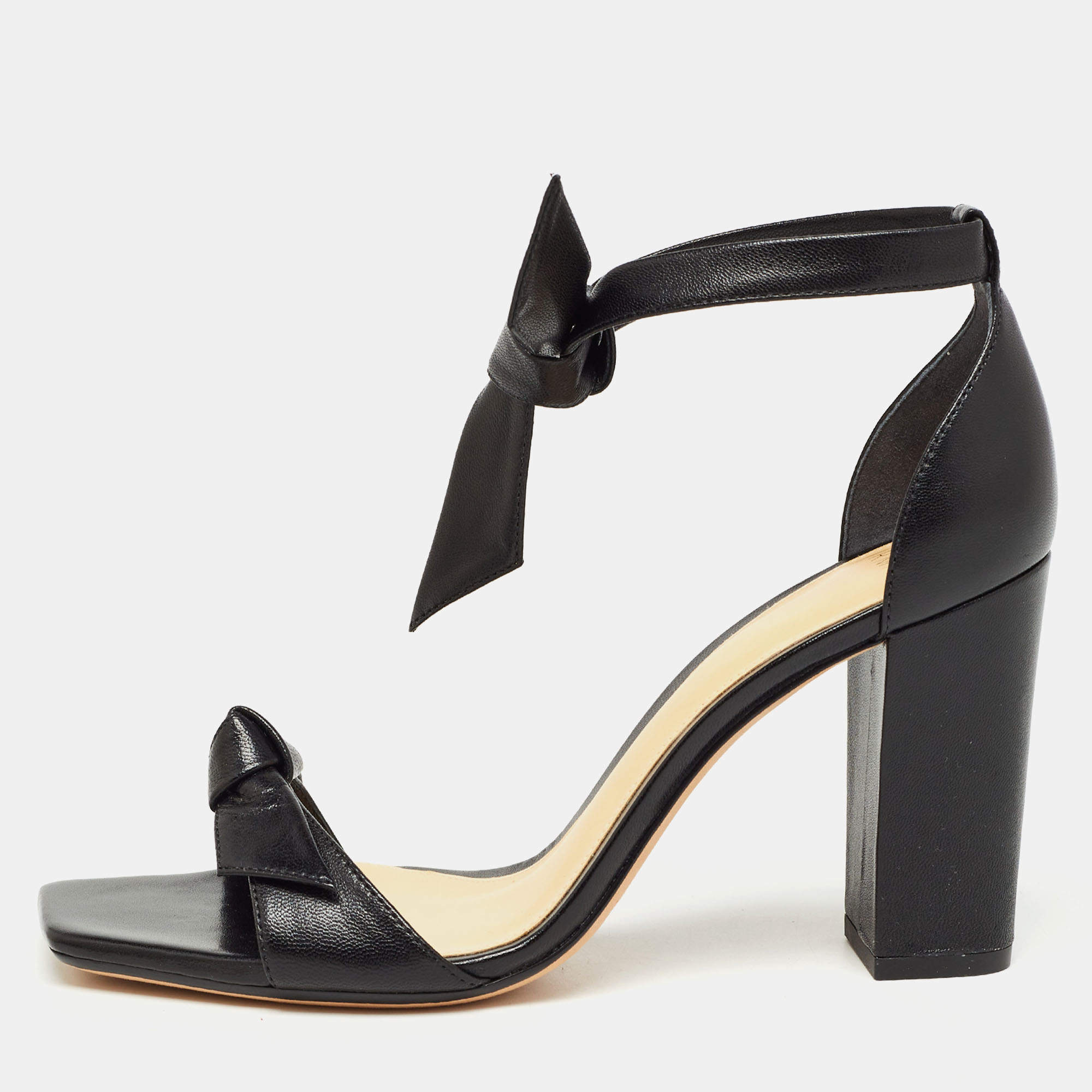 Alexandre Birman Black Leather Clarita  Ankle Strap Sandals Size 37.5