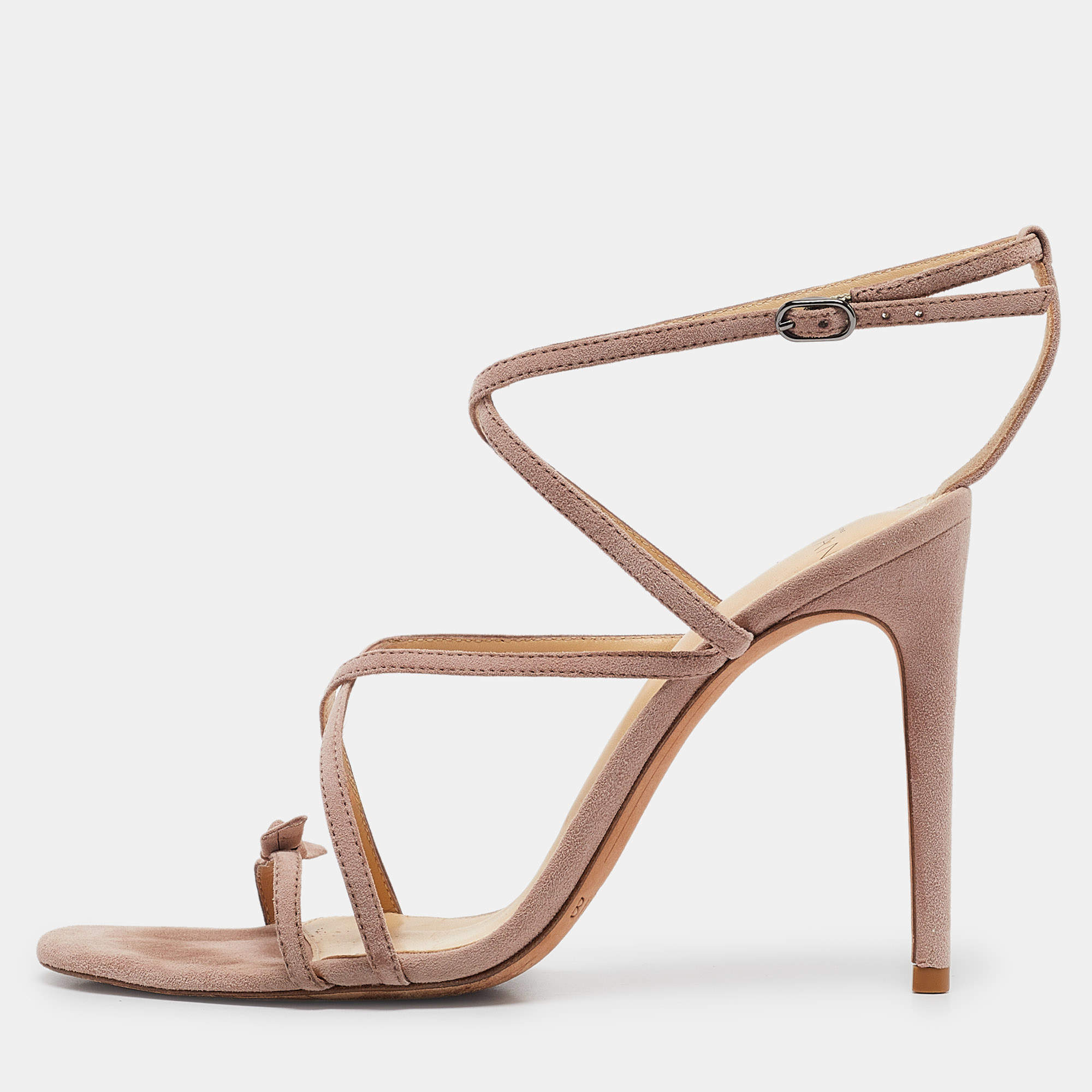 Alexandre Birman Pink Suede Bow Strappy Sandals Size 38